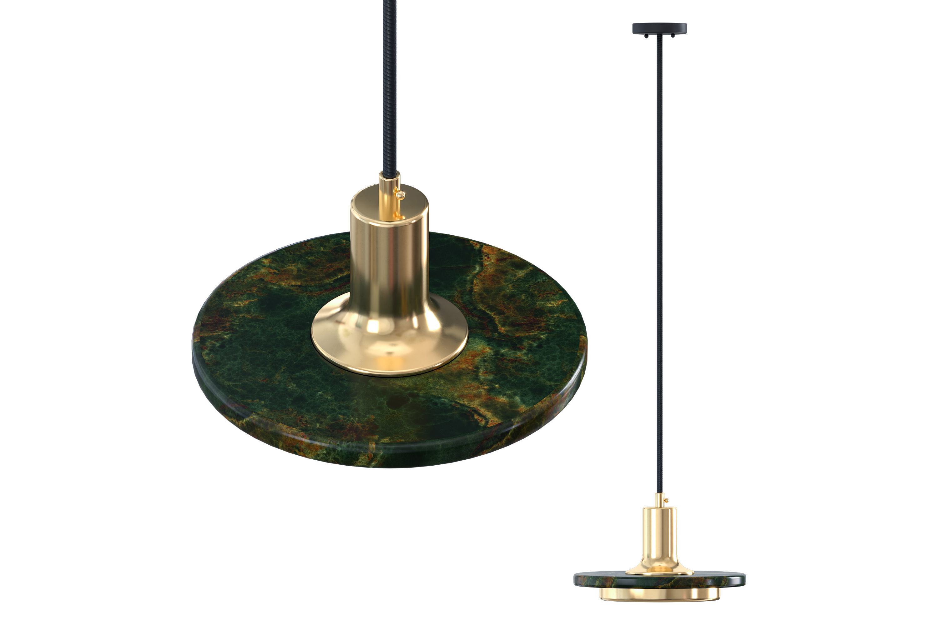 Double Circle Pendant Light 3D model_1