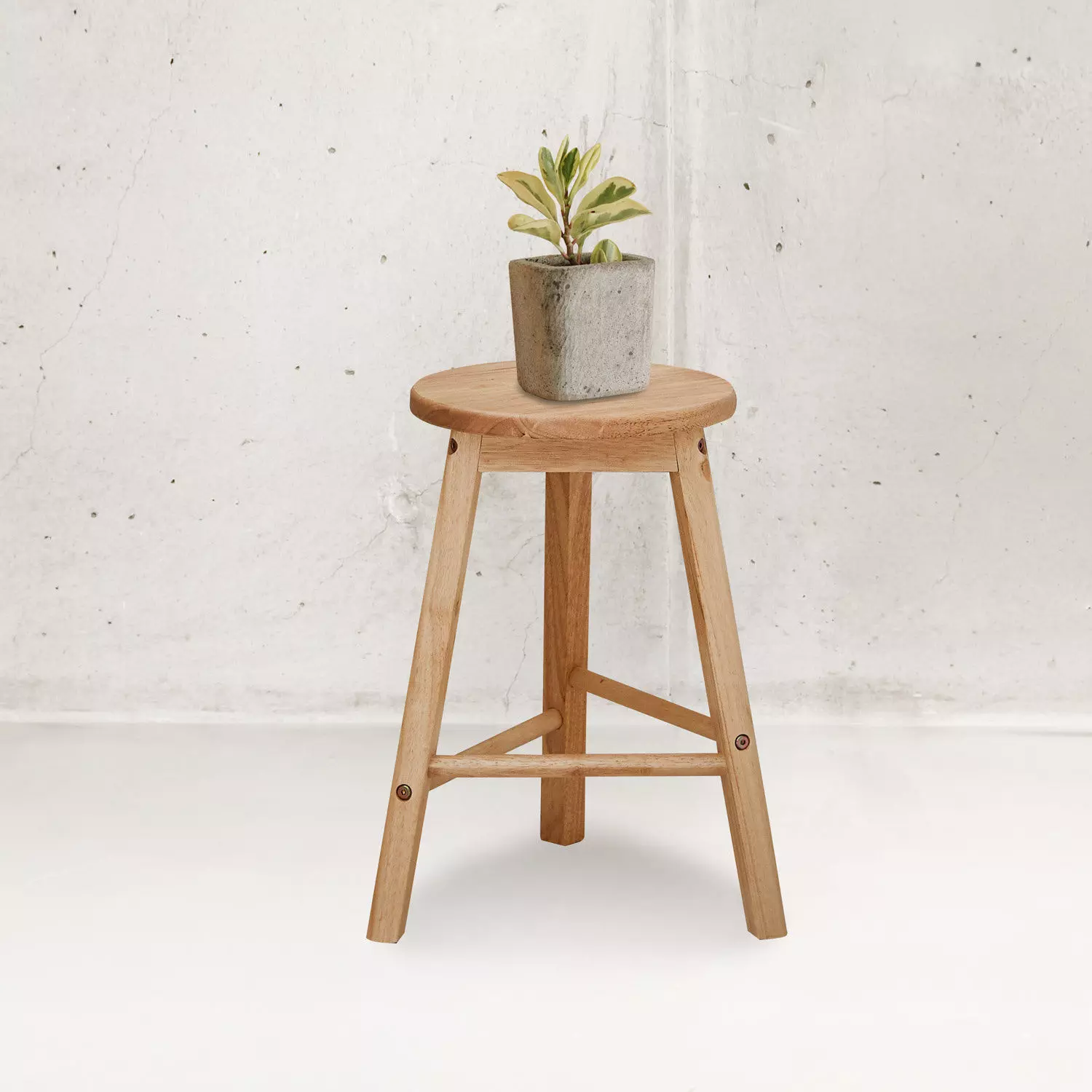 Solid wood 450 stool 3D model_0