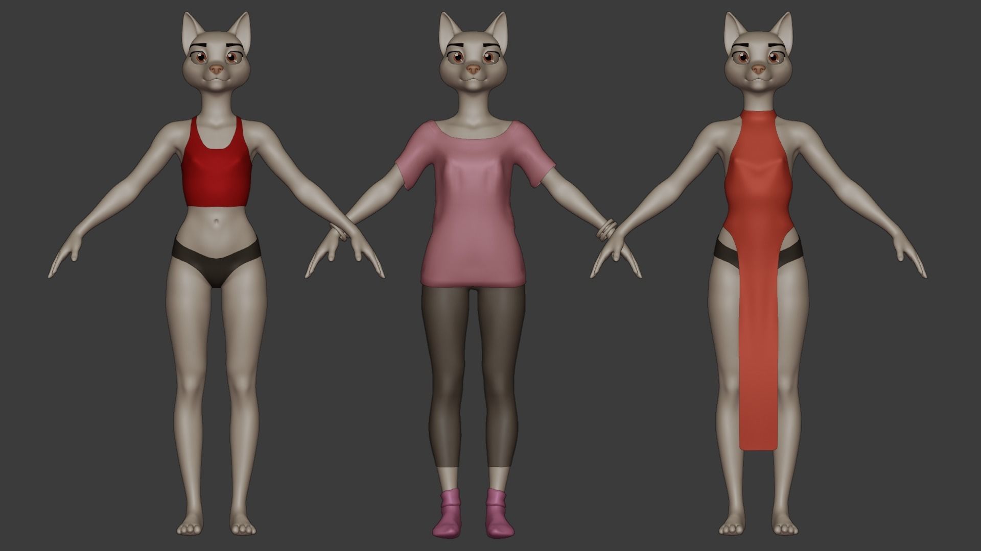 Furry Female Wolf Base Mesh 3D model_5