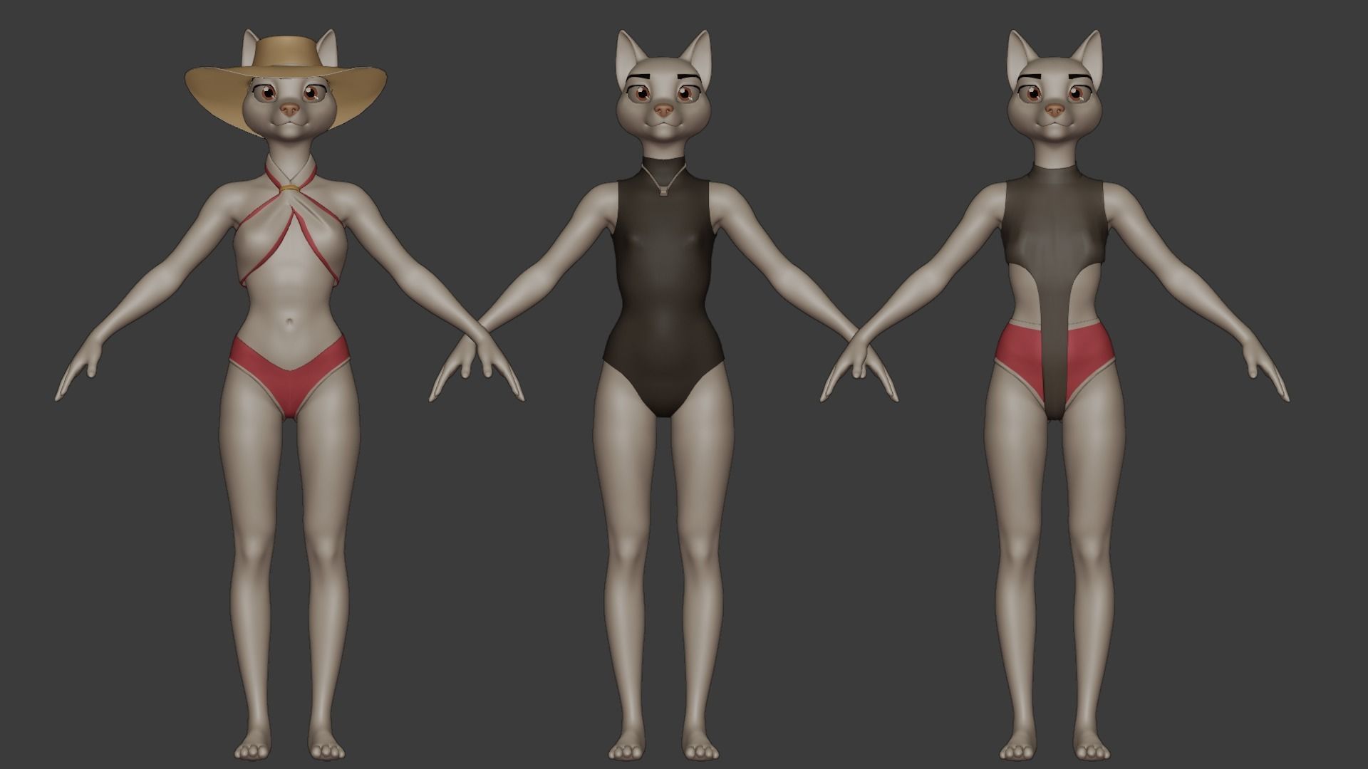 Furry Female Wolf Base Mesh 3D model_4