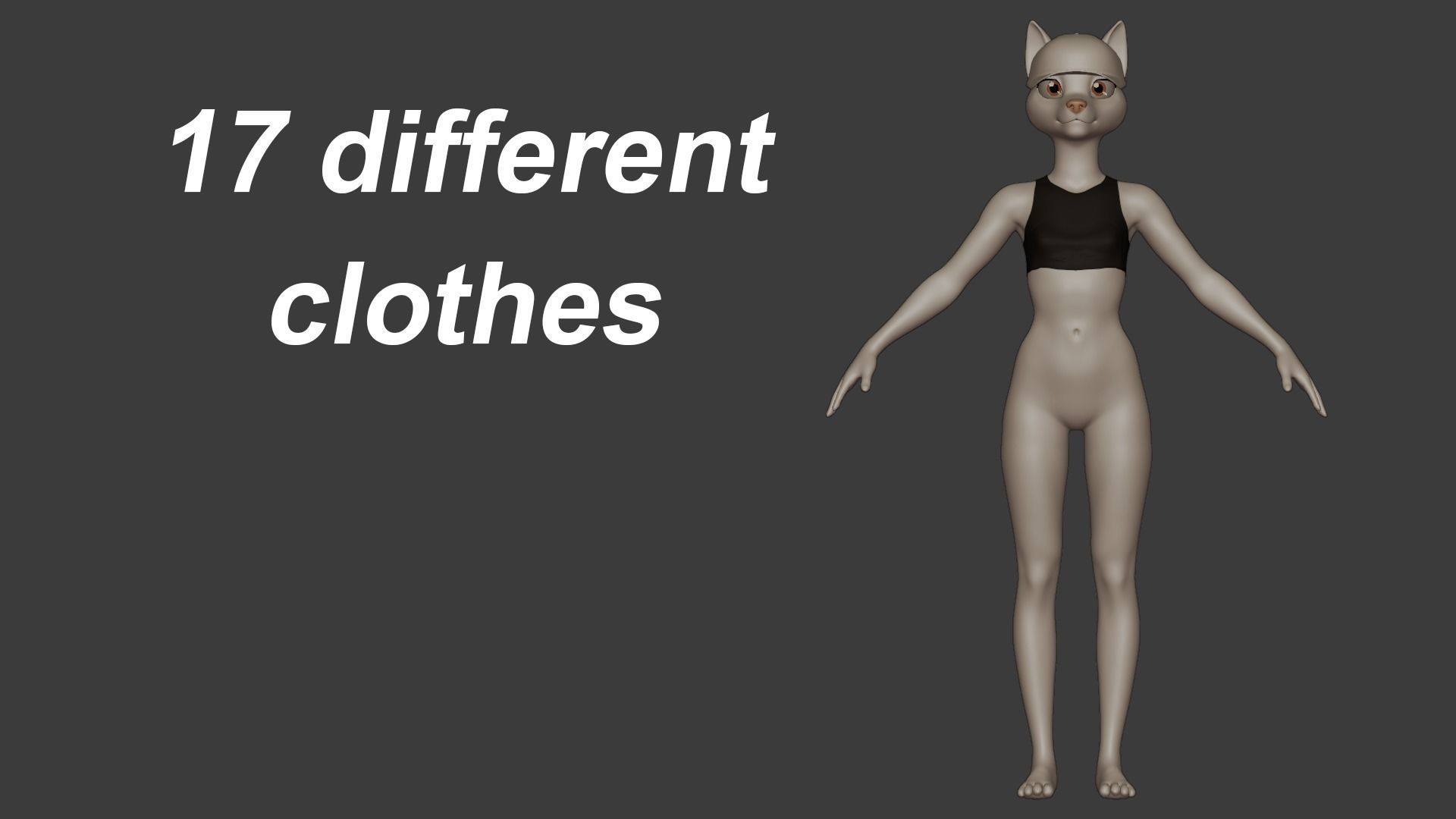 Furry Female Wolf Base Mesh 3D model_3