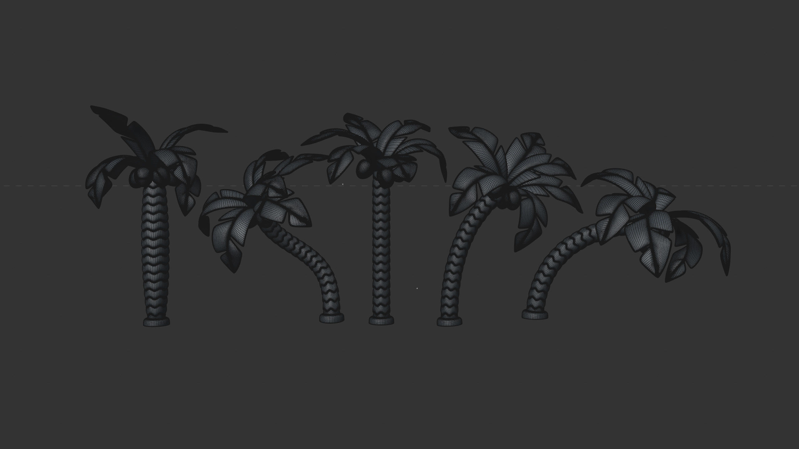 Cartoon style palm tree with coconuts bundle 3D model_4