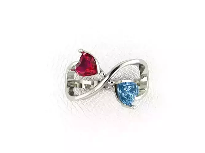 two hearts ring 3D print model