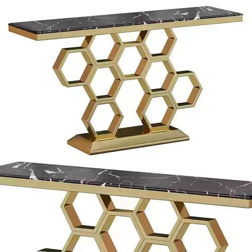 Modern Rectangular Black Marble Console Table by Homary