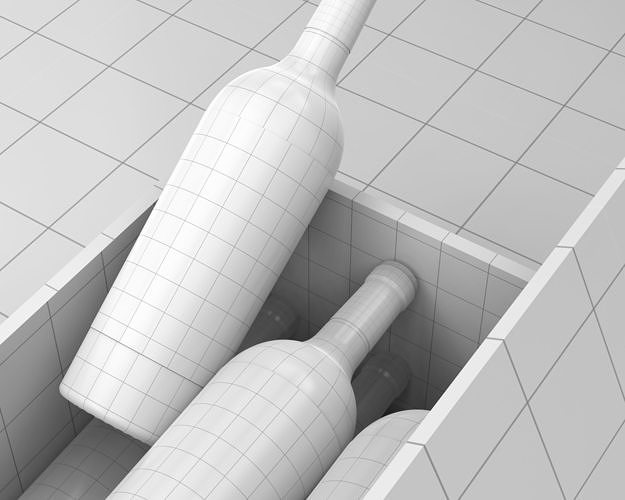 Wine bottle and box 3D model 5