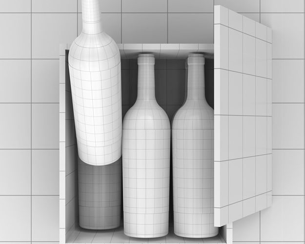 Wine bottle and box 3D model 6