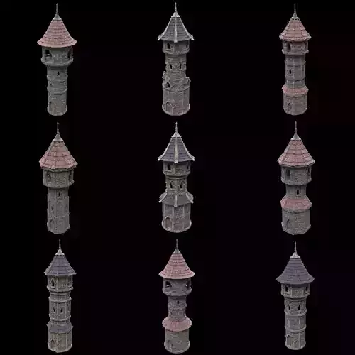 MAGE WIZARD TOWER ANCIENT MAGIC TURRET CASTLE SORCERY AAA Low-poly 3D model