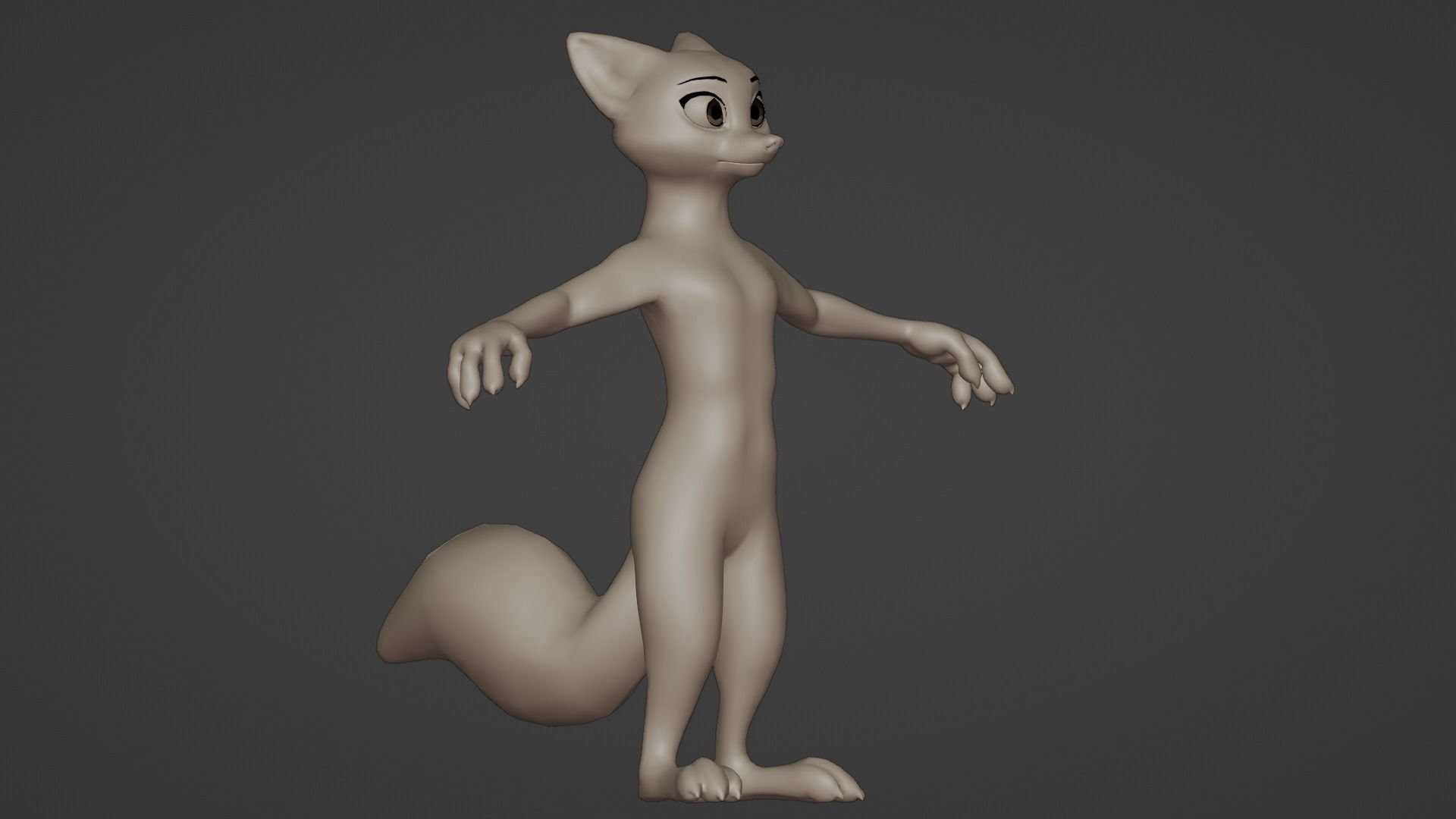 Furry Fox Stylized 3D Base Mesh 3D model_2