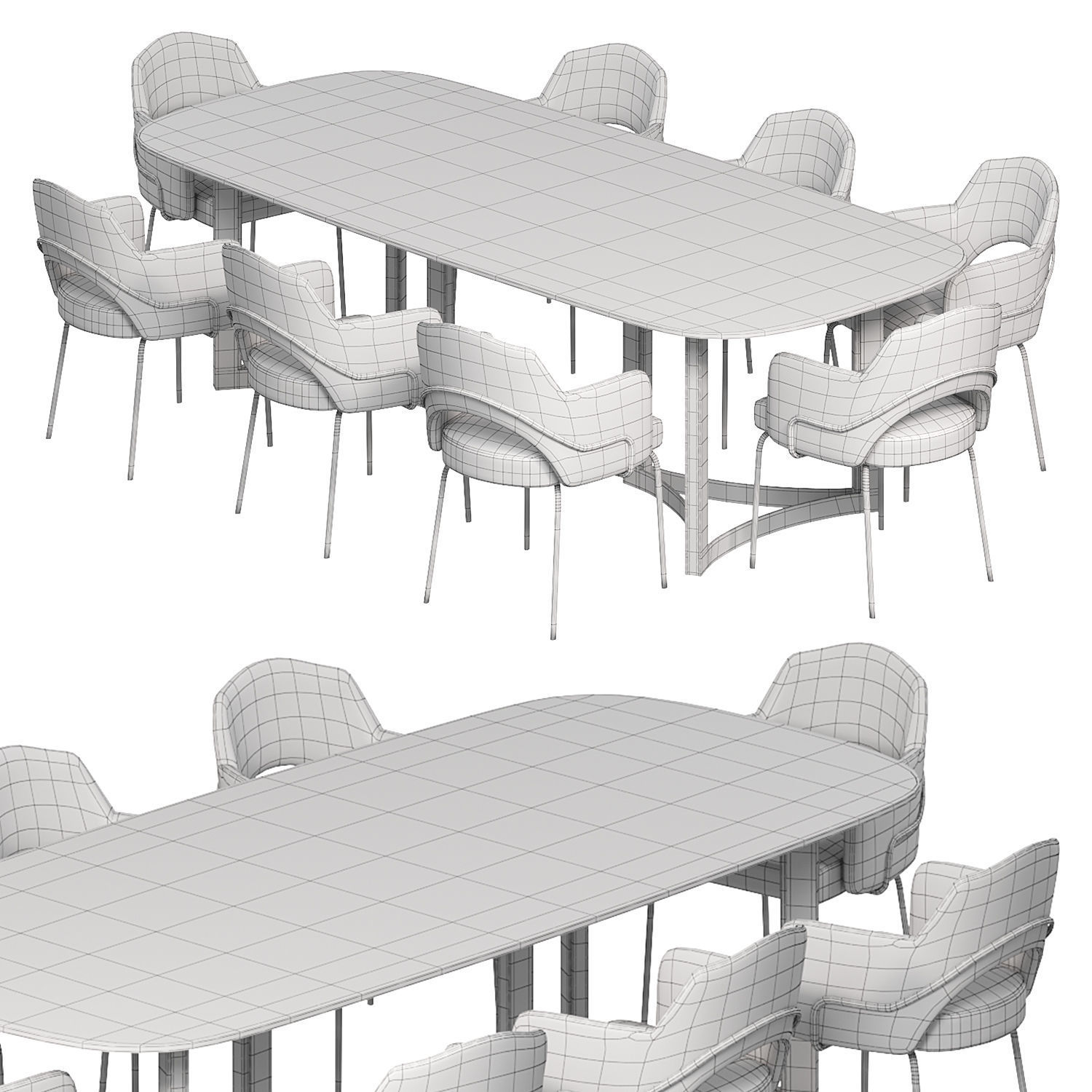 ReMix Rectangular Glass Top Dining Table 3D model_2