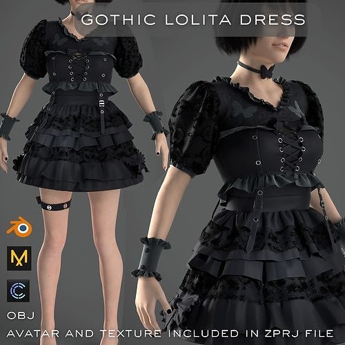 Gothic Lolita Dress 3D model