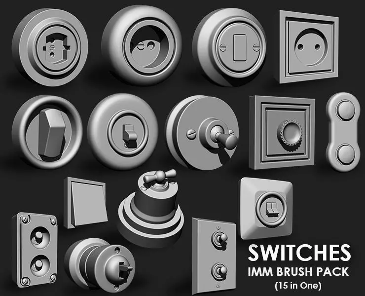 Switches IMM Brush Pack 15 in One 3D model_0