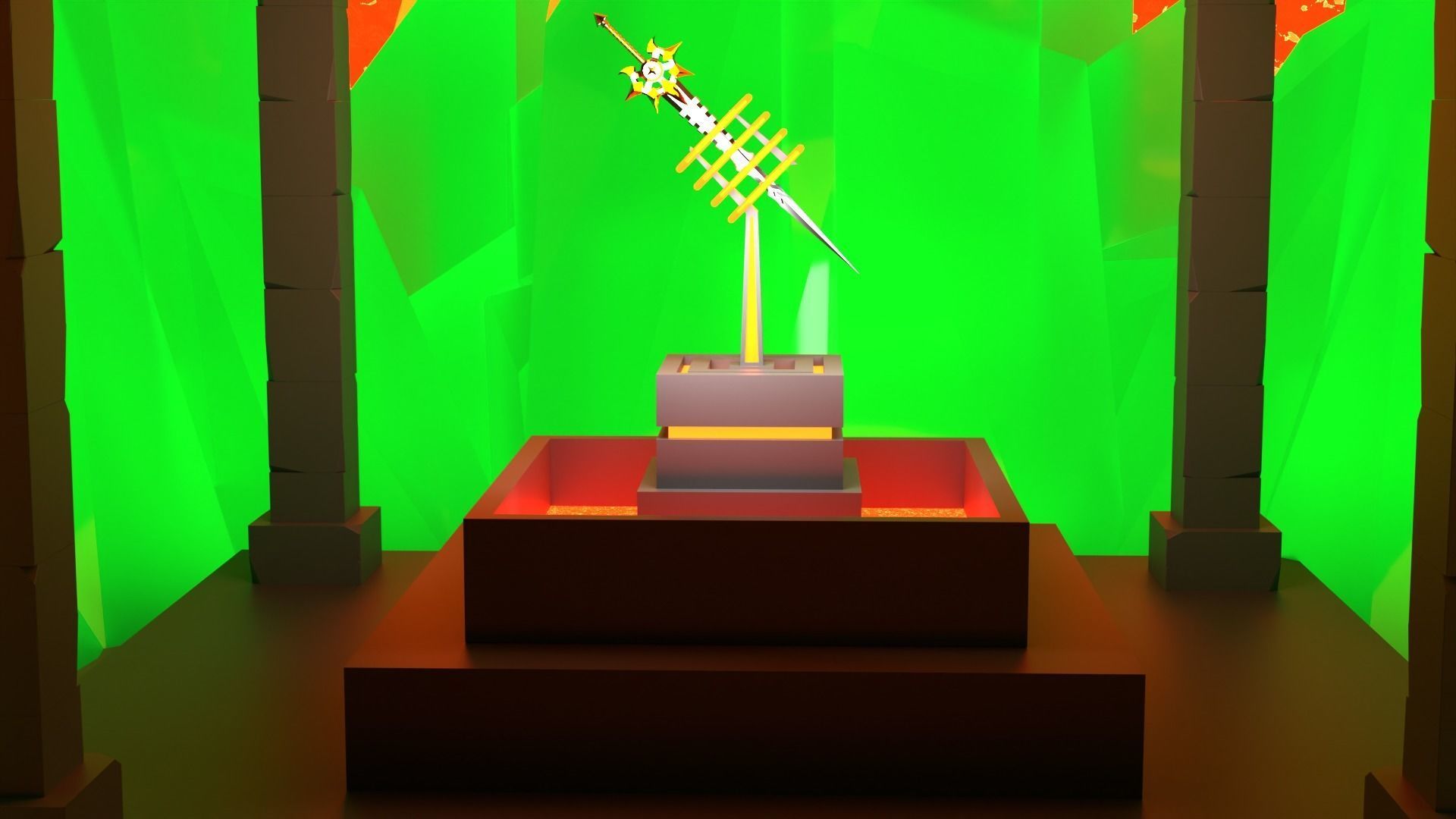 Volcano Environment Low-poly 3D model_1