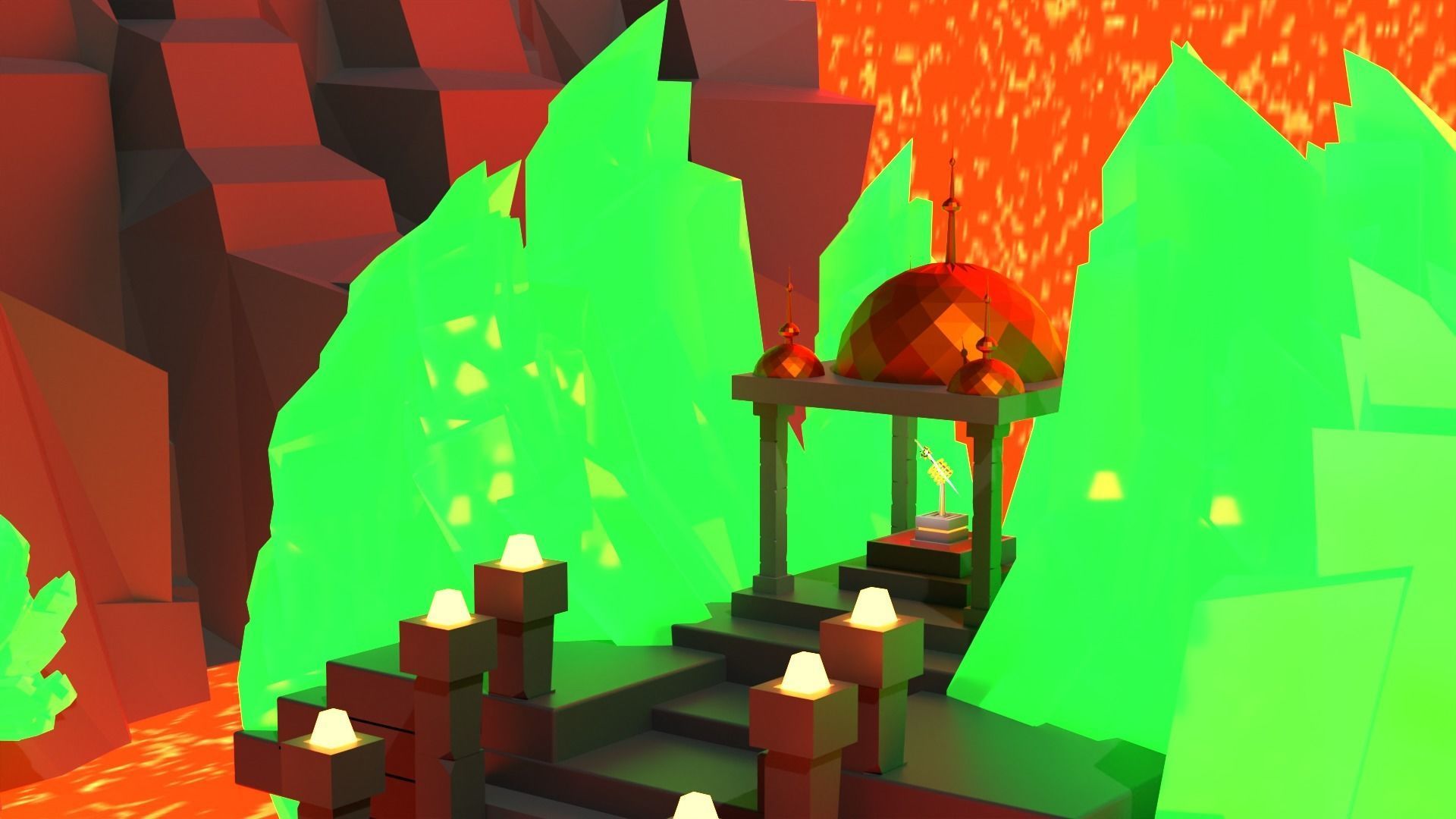 Volcano Environment Low-poly 3D model_2