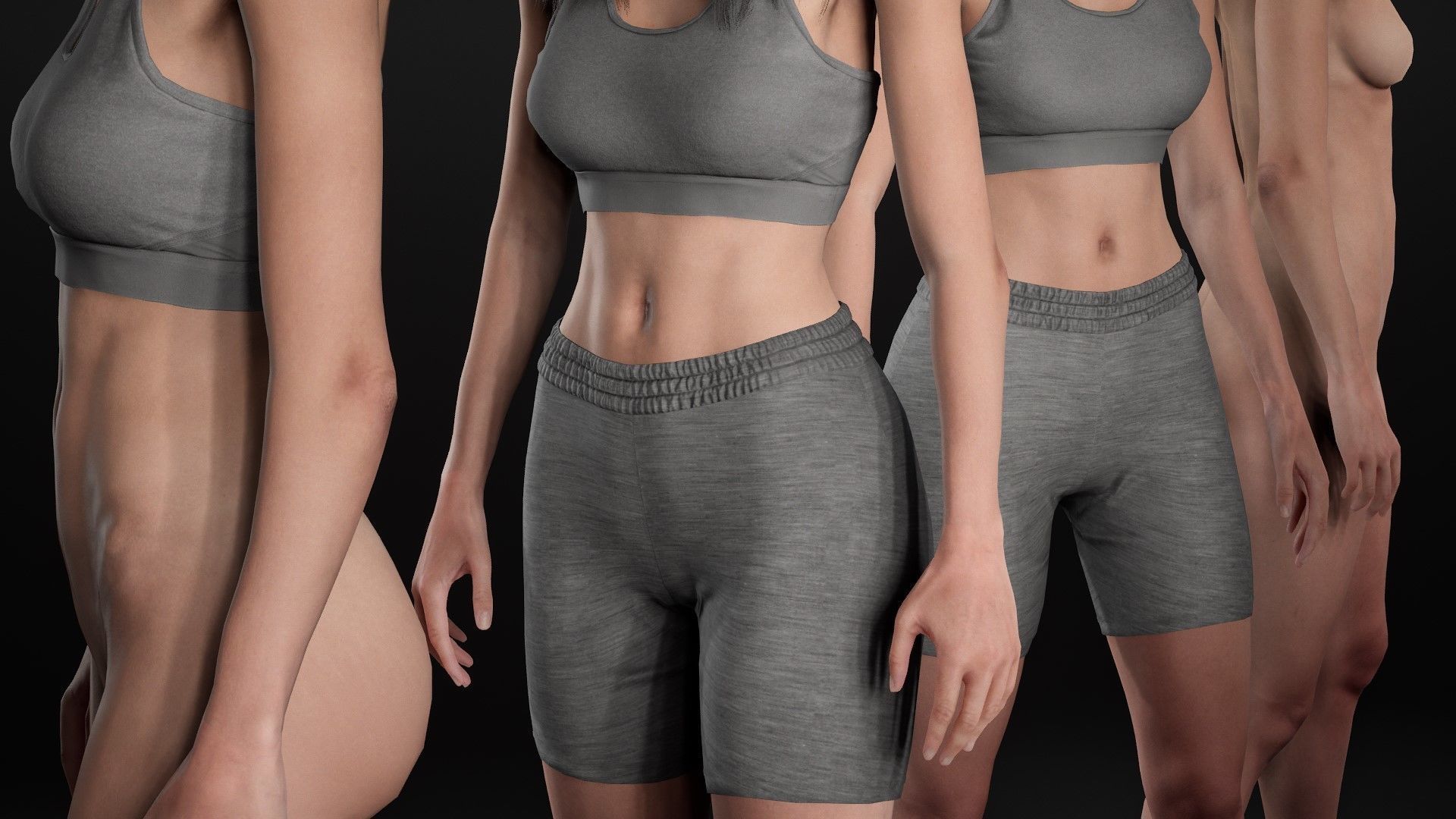 Woman Sport Outfit - Modular - Rigged Low-poly 3D model_26