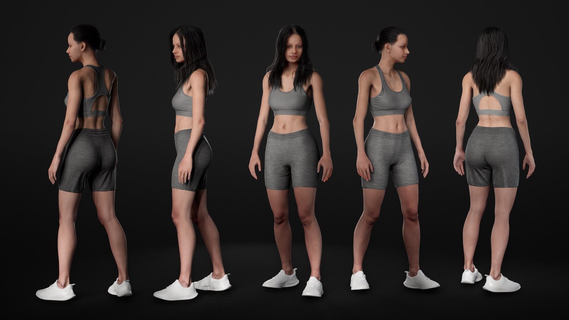 Woman Sport Outfit - Modular - Rigged Low-poly 3D model_21