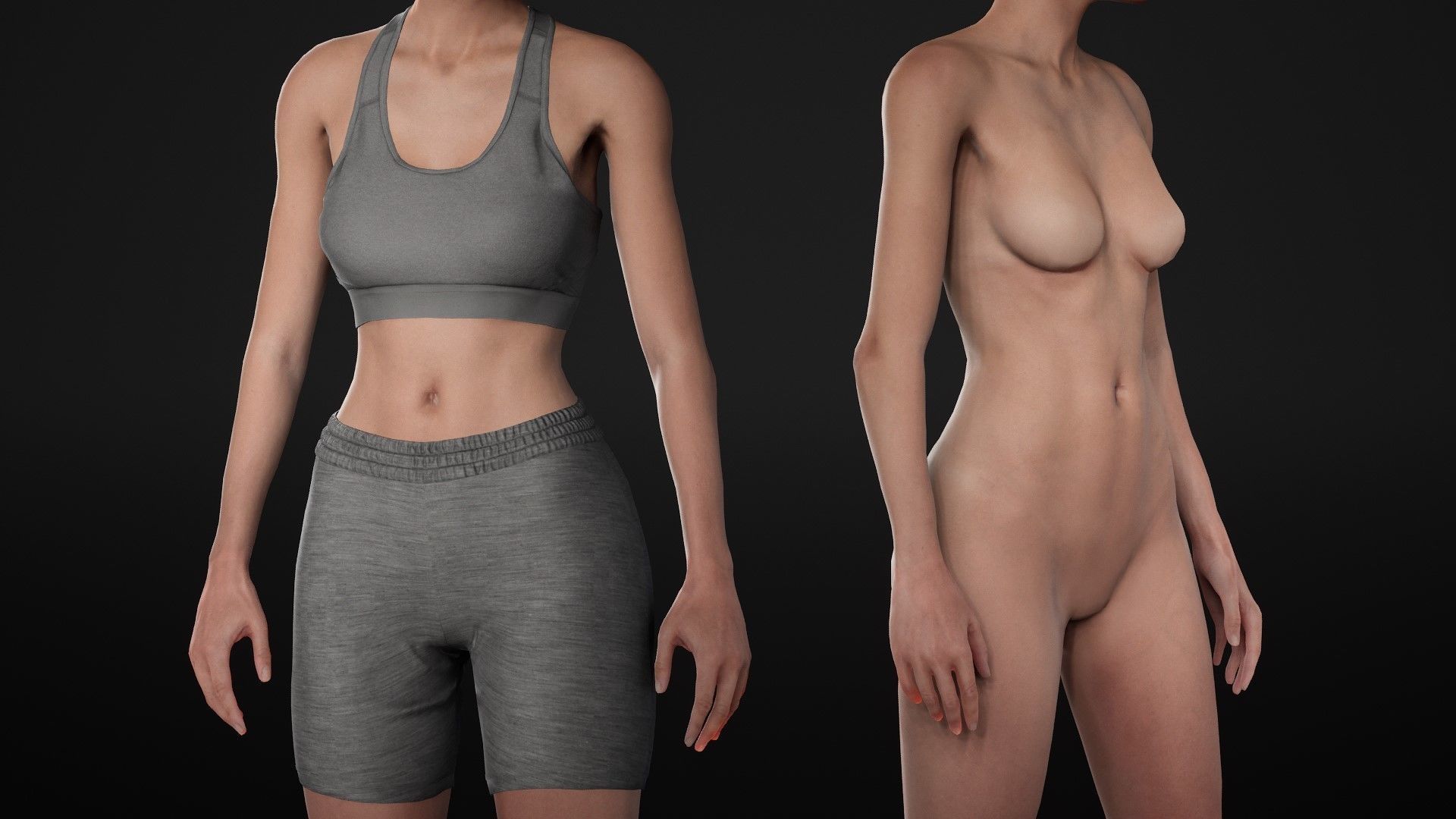 Woman Sport Outfit - Modular - Rigged Low-poly 3D model_25