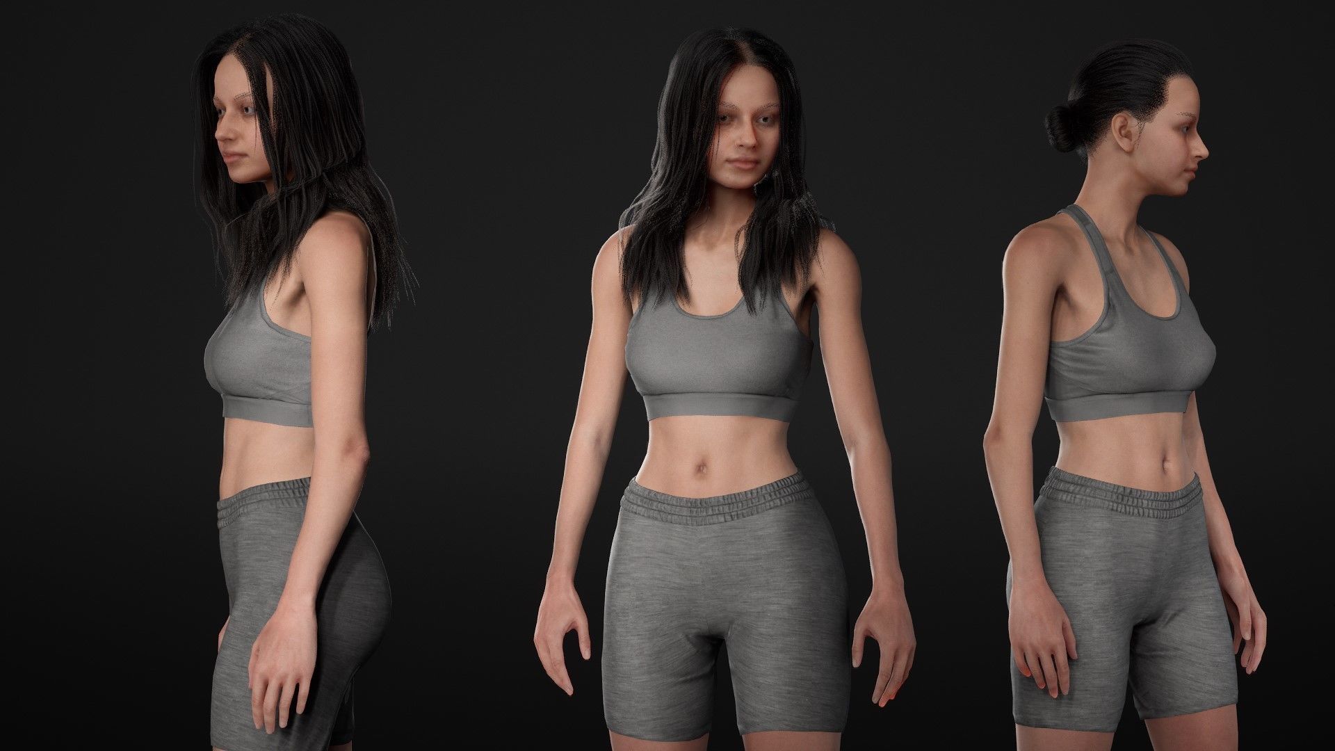 Woman Sport Outfit - Modular - Rigged Low-poly 3D model_22
