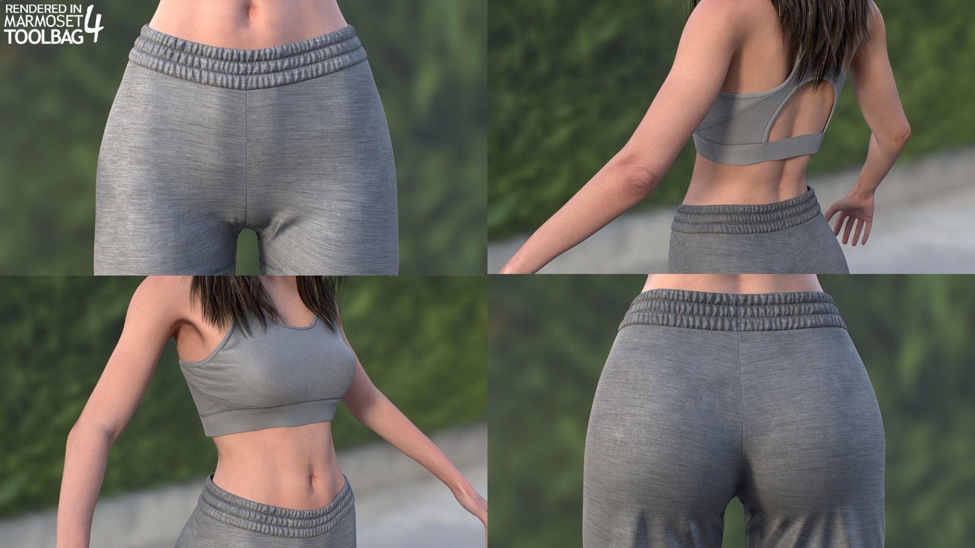 Woman Sport Outfit - Modular - Rigged Low-poly 3D model_9