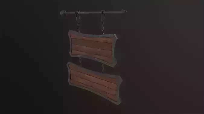 Medieval Wooden Tavern Sign 3D Model Low-poly 3D model