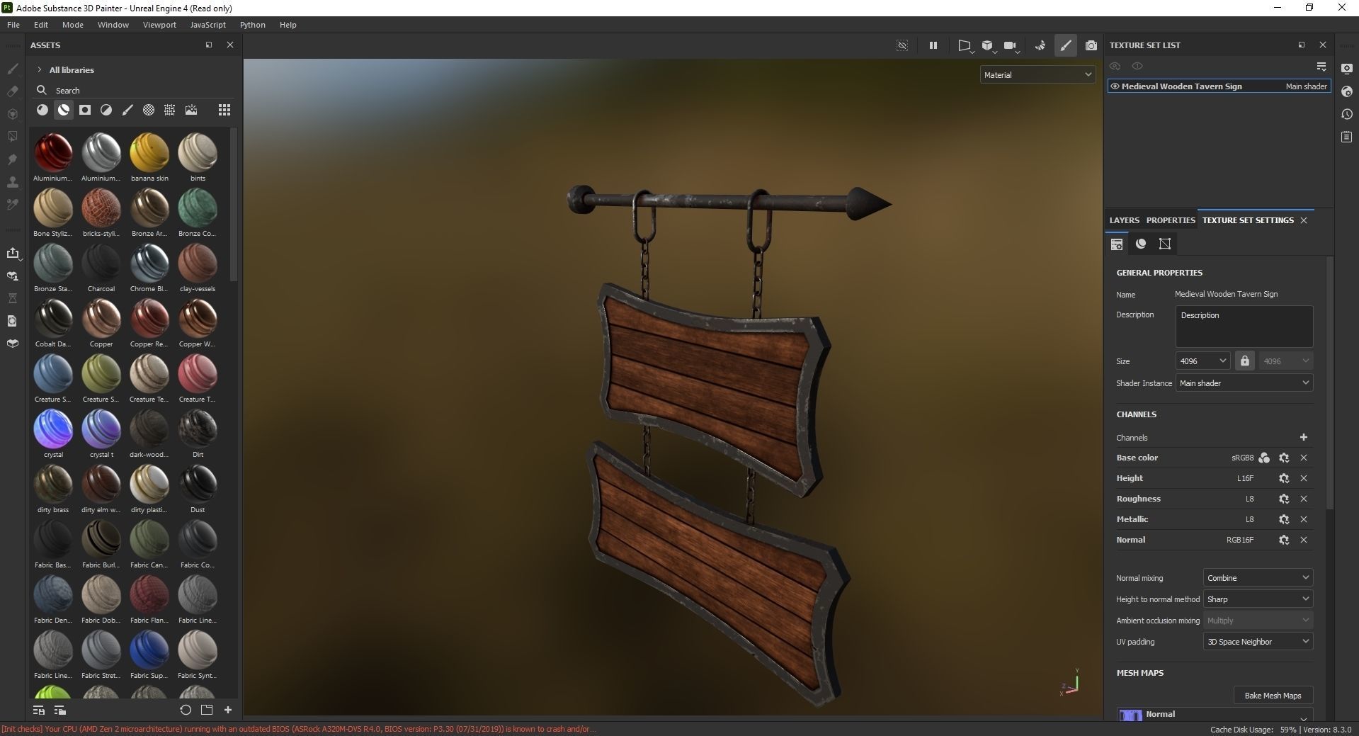 Medieval Wooden Tavern Sign 3D Model Low-poly 3D model_7