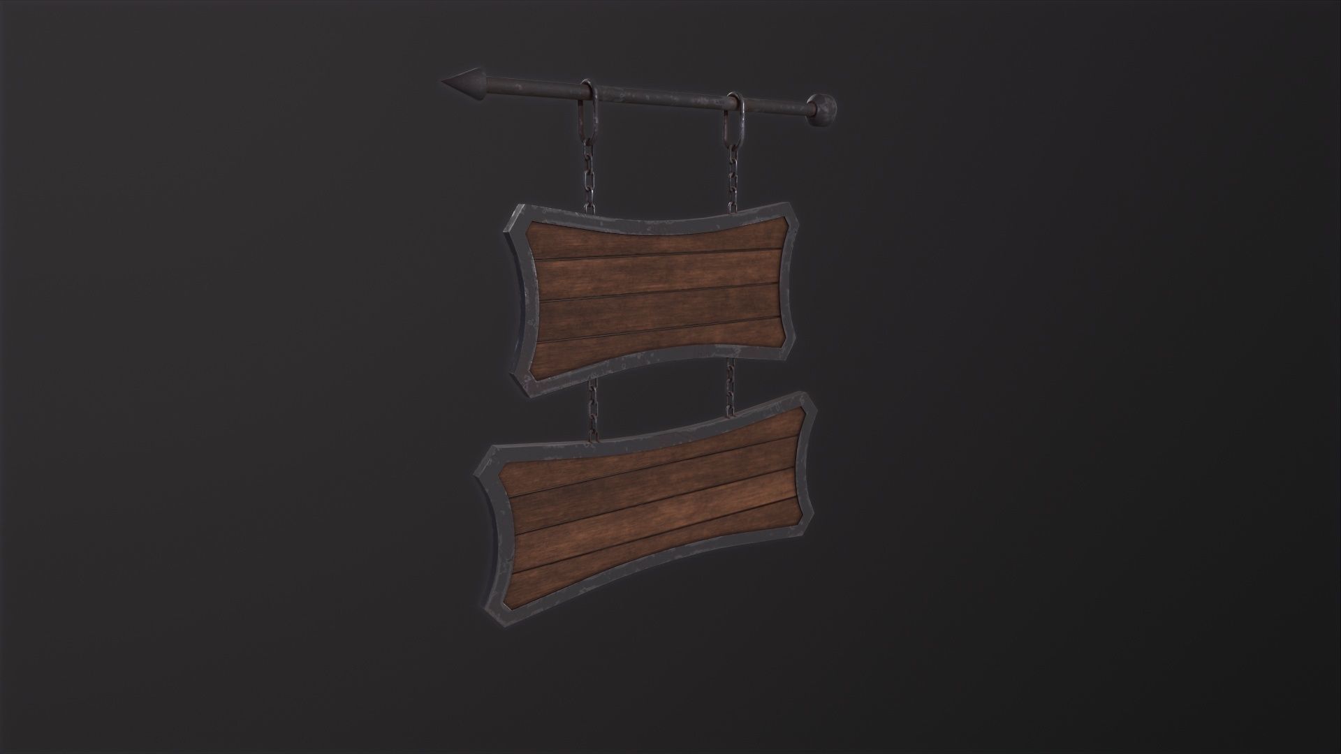Medieval Wooden Tavern Sign 3D Model Low-poly 3D model_5