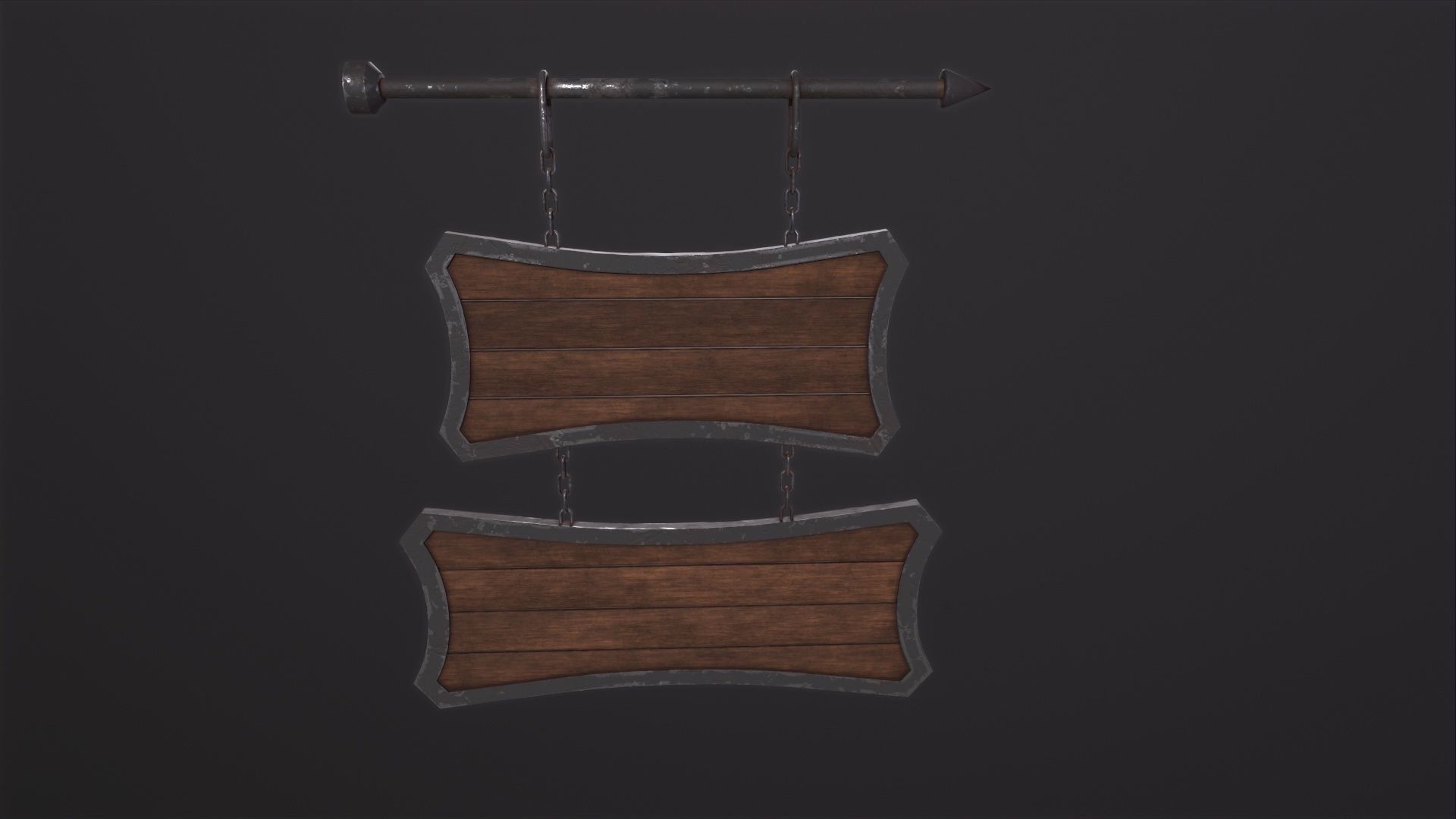 Medieval Wooden Tavern Sign 3D Model Low-poly 3D model_2