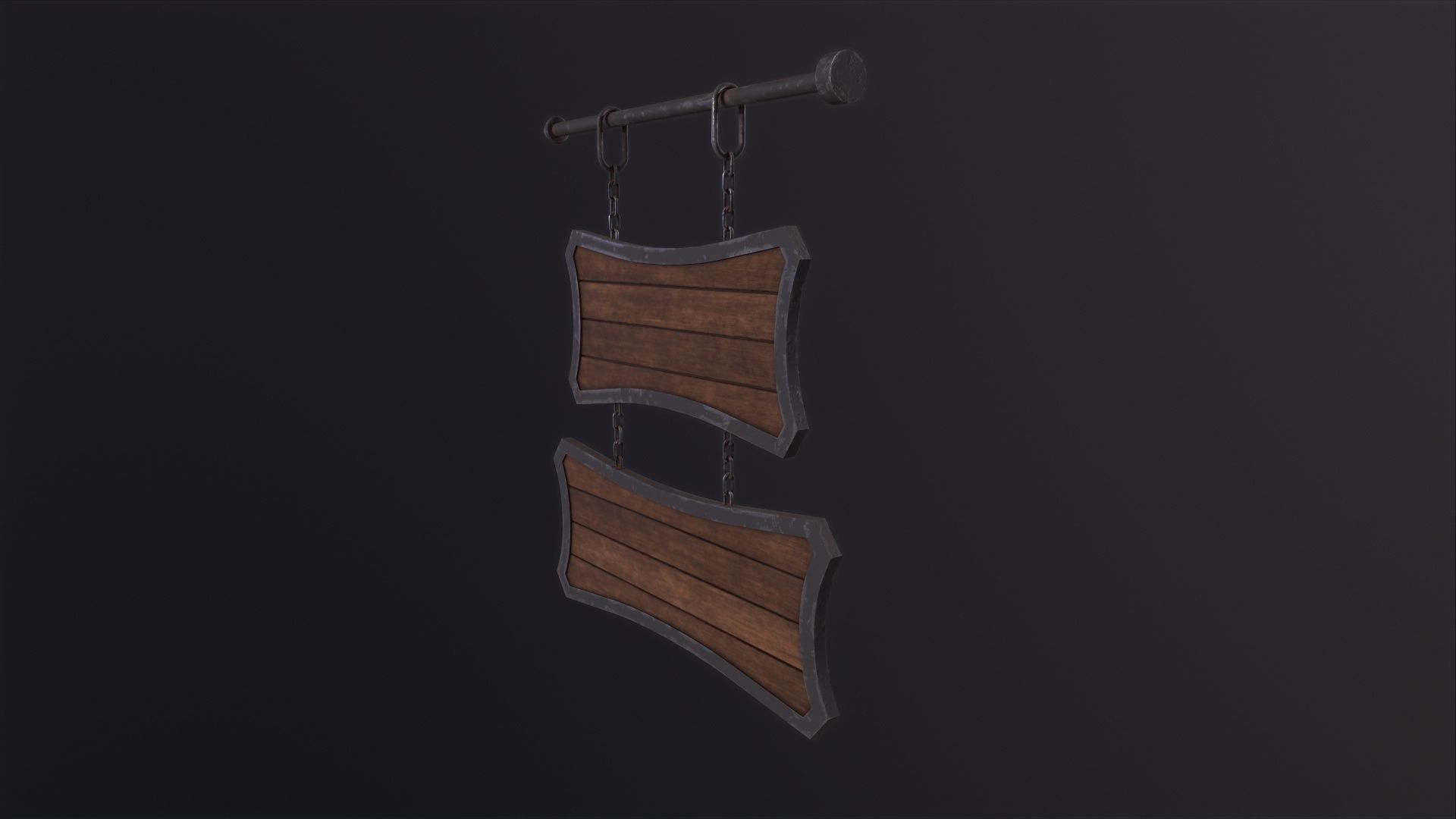 Medieval Wooden Tavern Sign 3D Model Low-poly 3D model_6