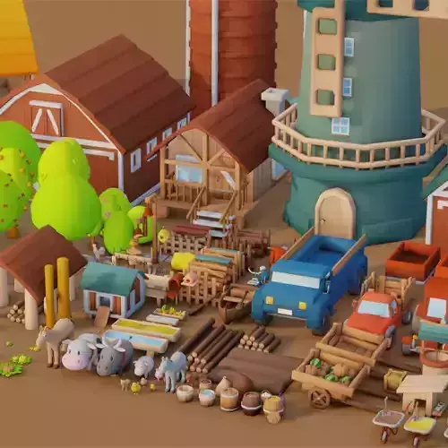 Stylized Farm Pack Low-poly 3D model