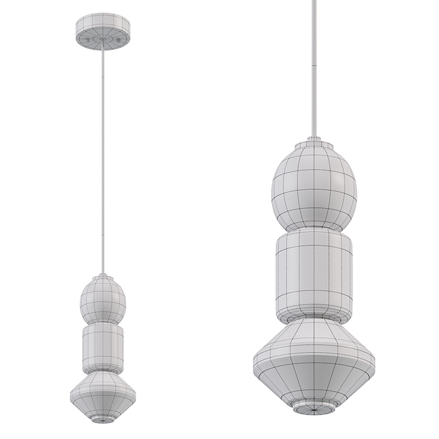 Dango Mixed Glass Pendant By Matteo Lighting 3D model_2