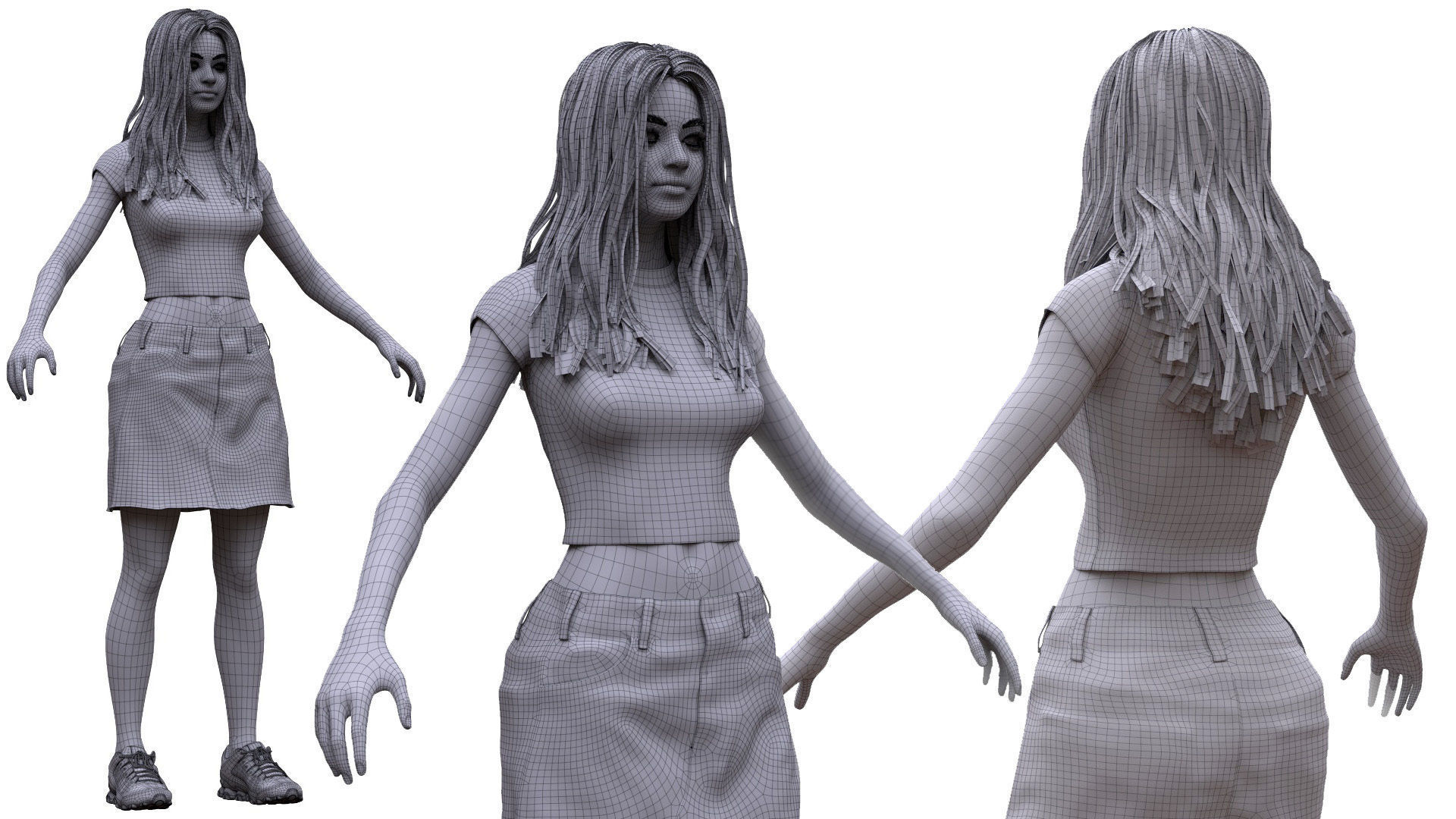 Woman - Summer Outfit 1 - Modular - Rigged Low-poly 3D model_18