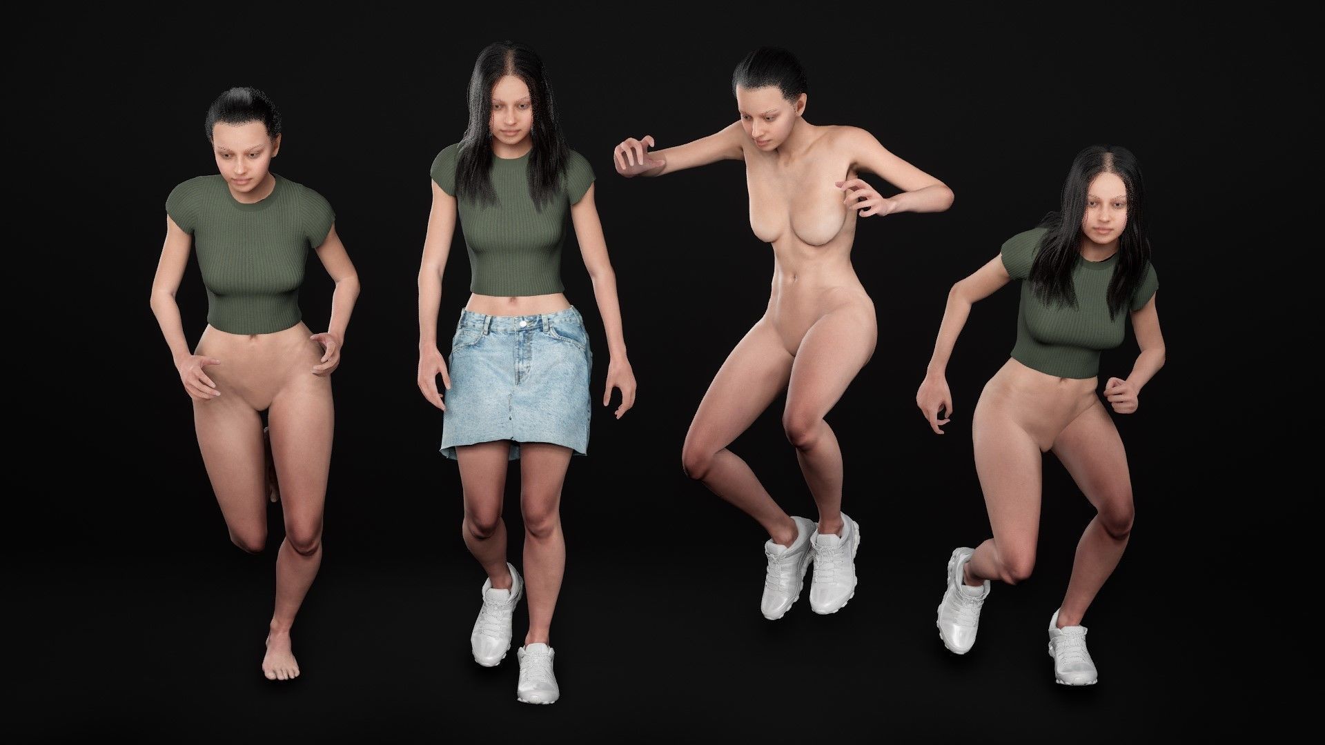 Woman - Summer Outfit 1 - Modular - Rigged Low-poly 3D model_20