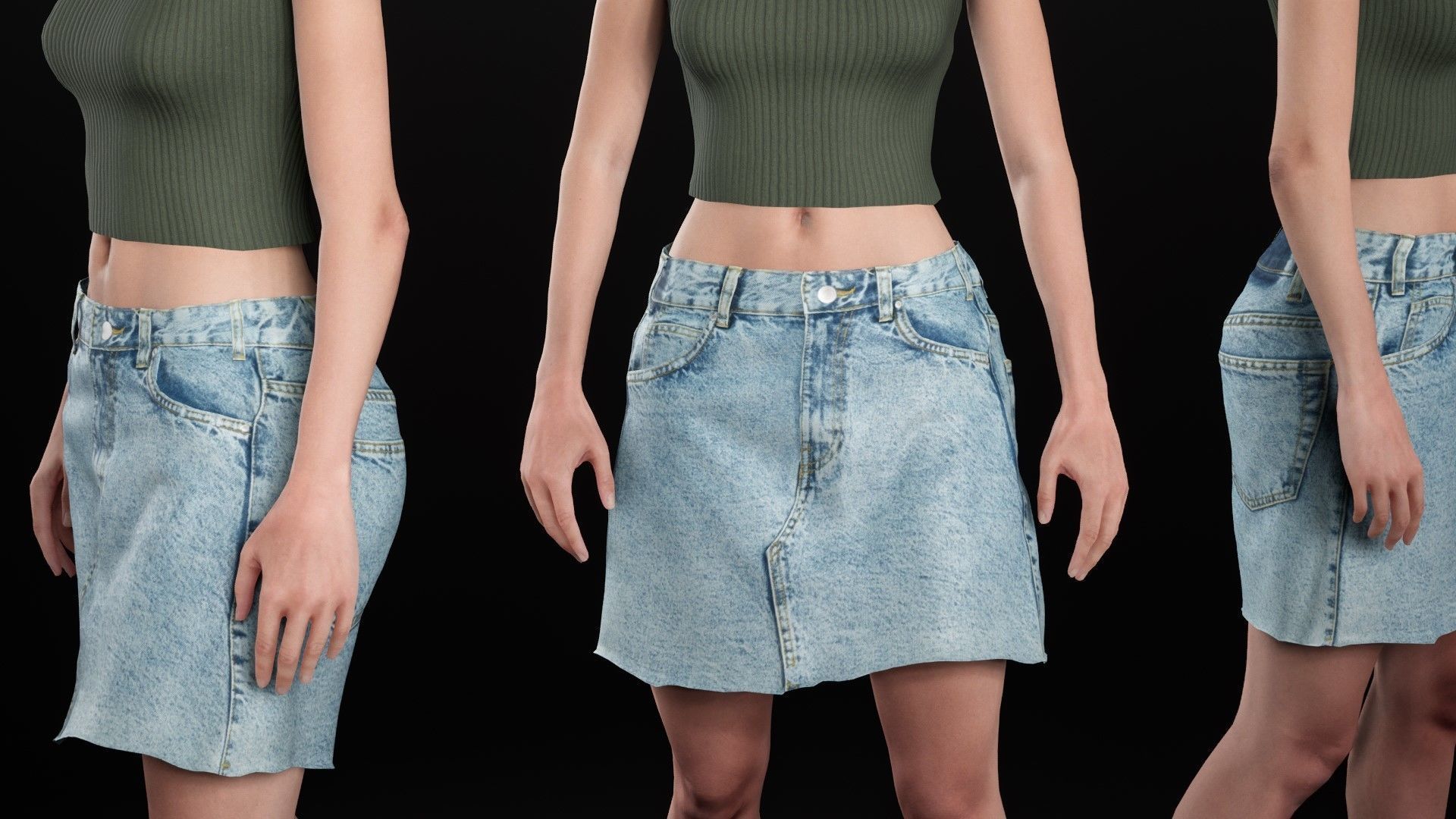 Woman - Summer Outfit 1 - Modular - Rigged Low-poly 3D model_28