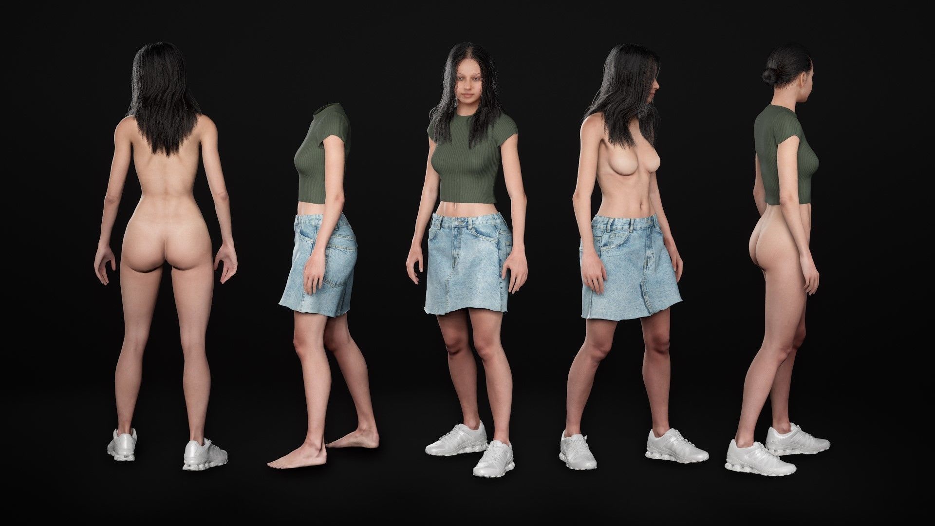 Woman - Summer Outfit 1 - Modular - Rigged Low-poly 3D model_24