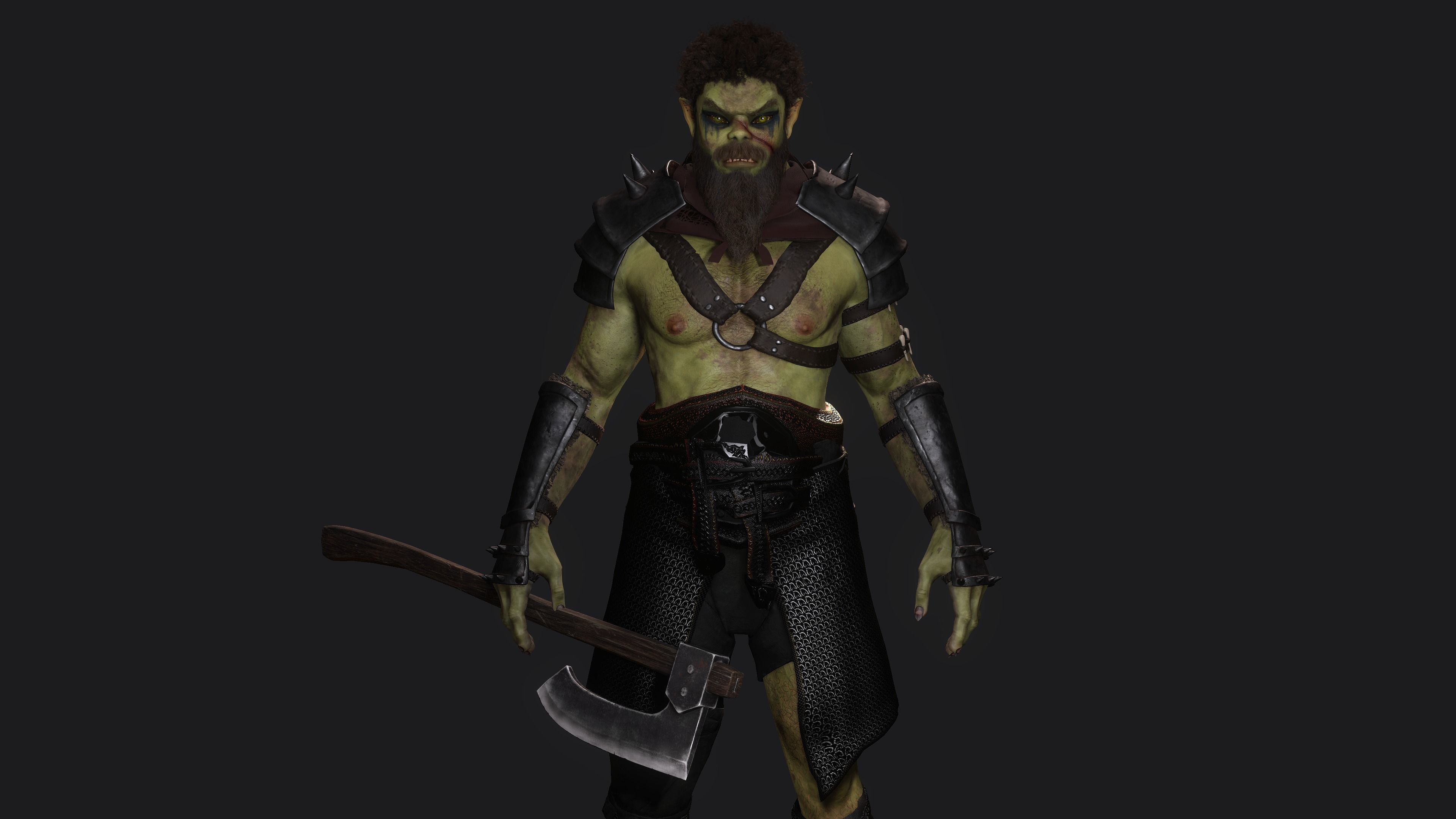 AAA 3D MODEL FANTASY CHARACTER -THE MALE ORC 01 MONSTER CREATURE Low-poly 3D model_7