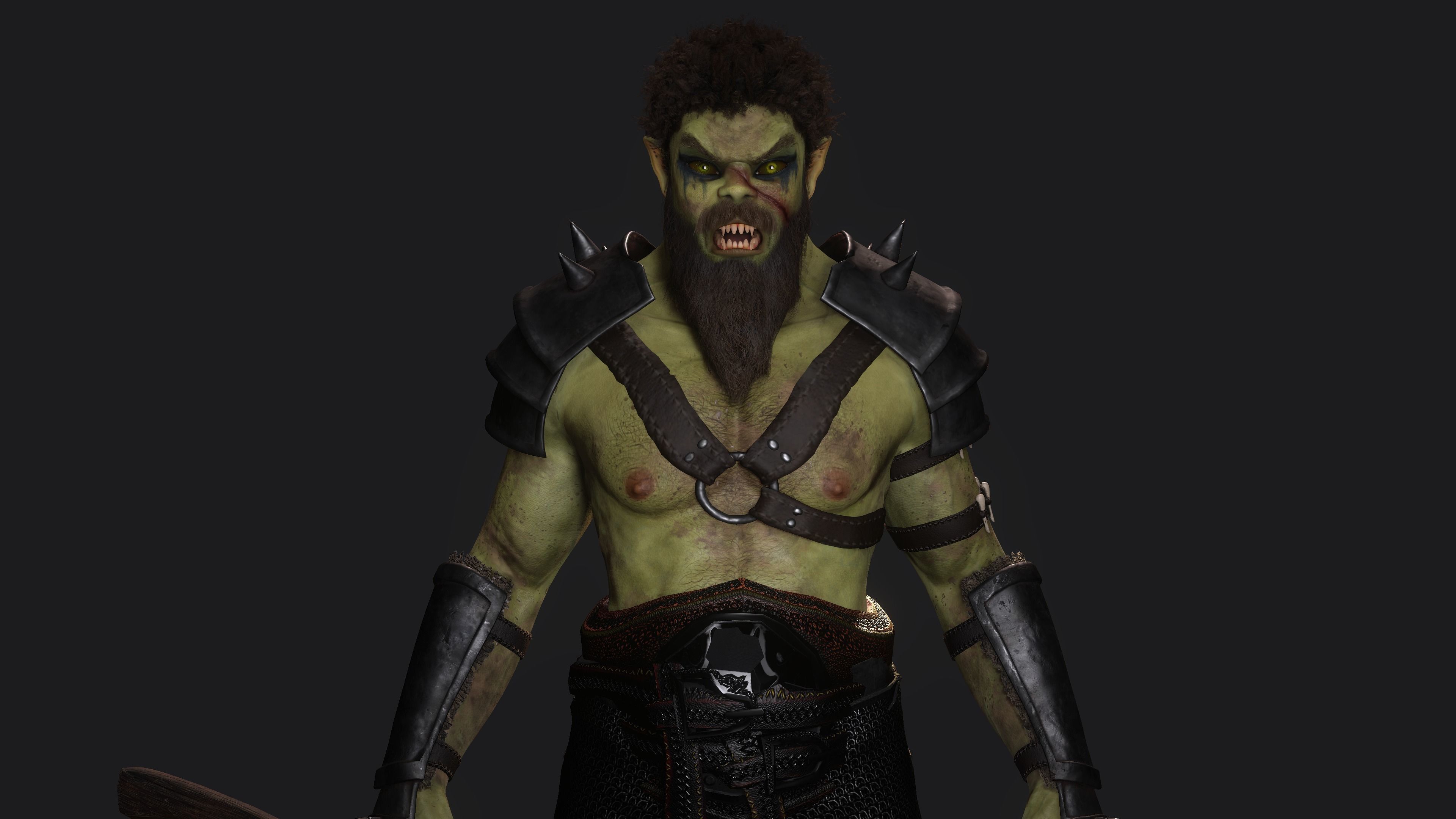 AAA 3D MODEL FANTASY CHARACTER -THE MALE ORC 01 MONSTER CREATURE Low-poly 3D model_12