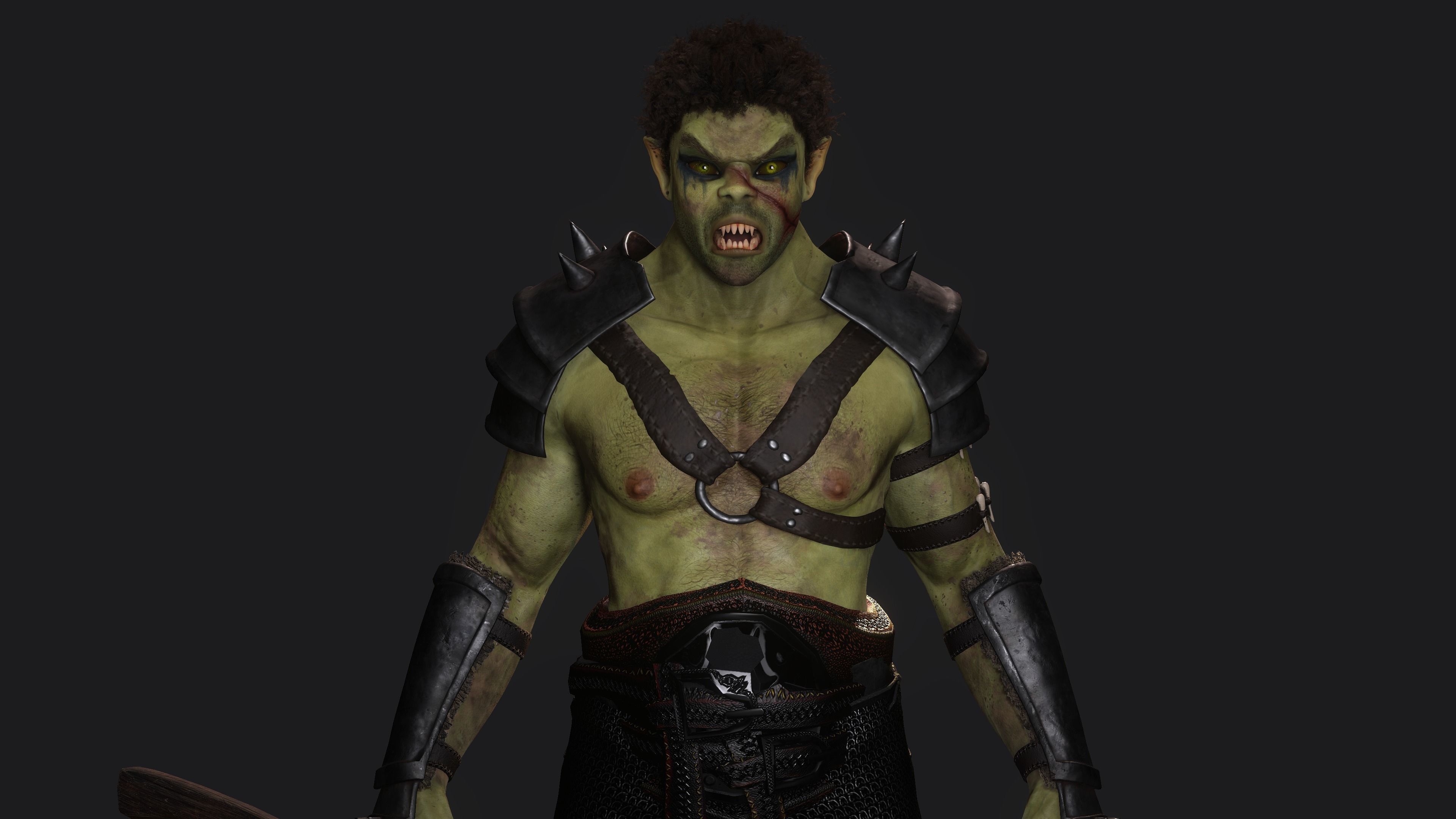 AAA 3D MODEL FANTASY CHARACTER -THE MALE ORC 01 MONSTER CREATURE Low-poly 3D model_11