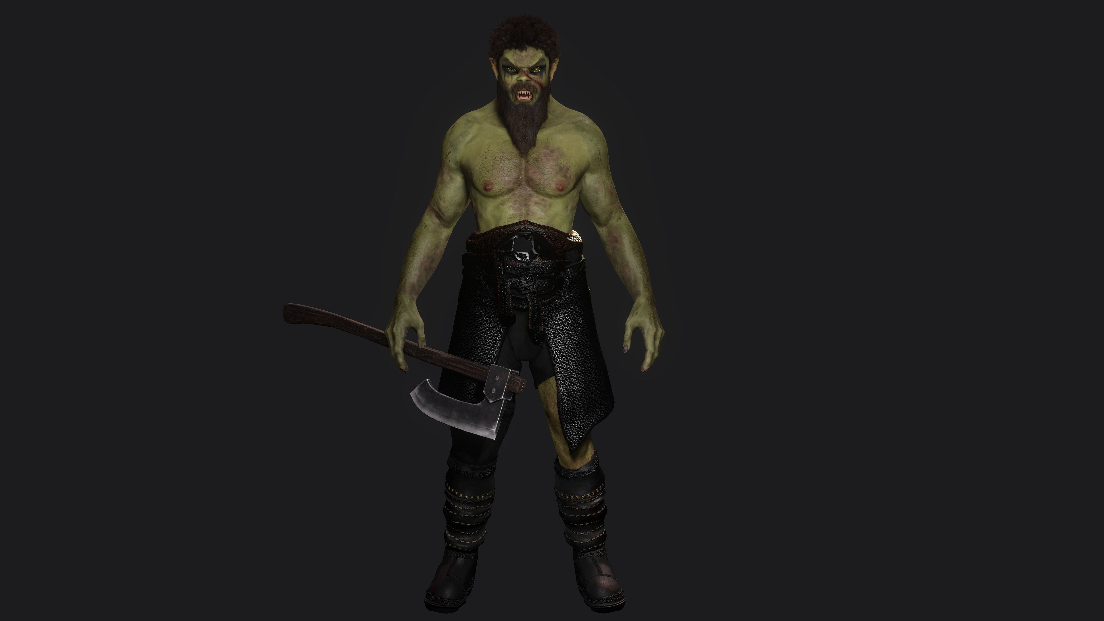 AAA 3D MODEL FANTASY CHARACTER -THE MALE ORC 01 MONSTER CREATURE Low-poly 3D model_15