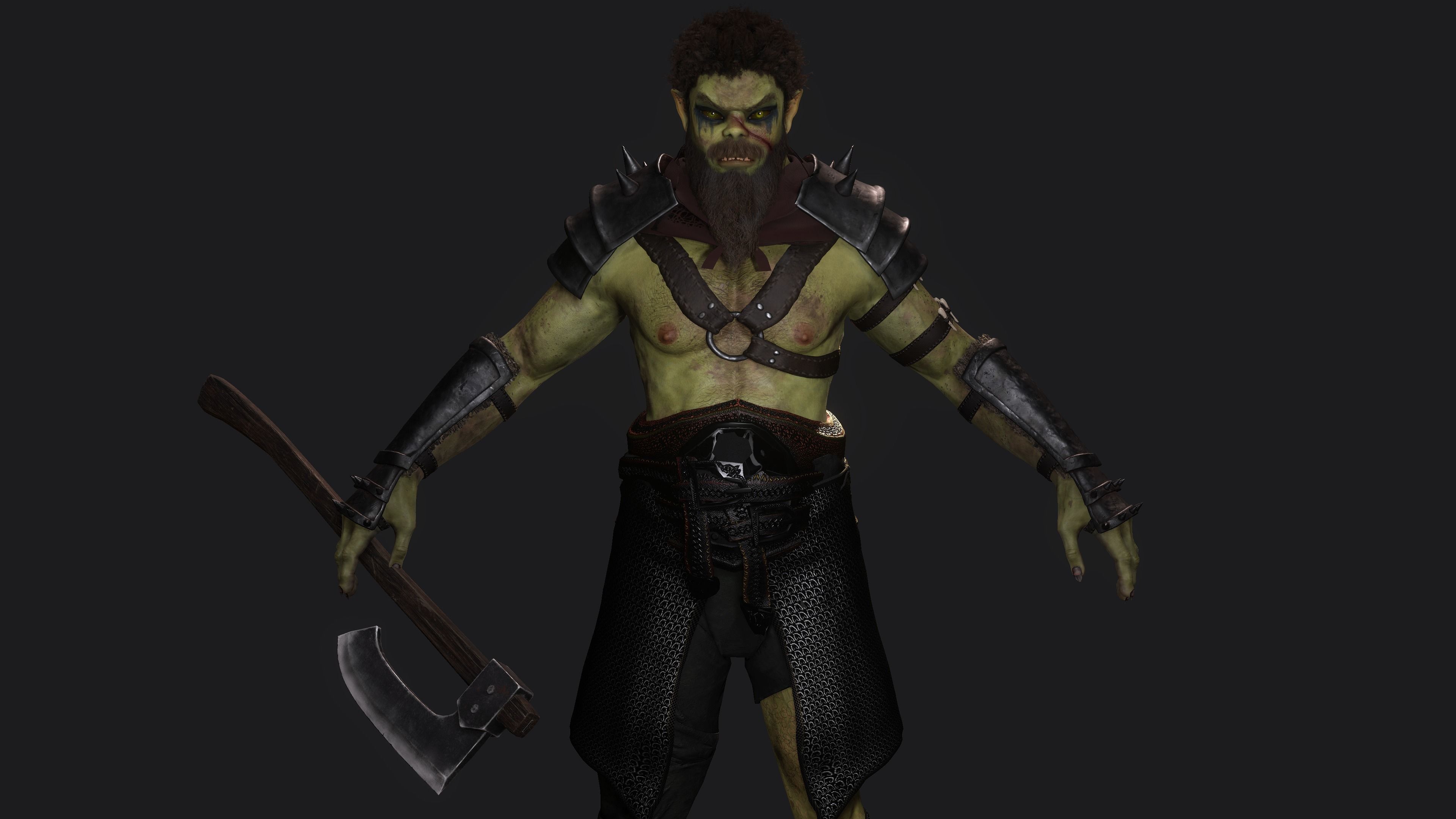 AAA 3D MODEL FANTASY CHARACTER -THE MALE ORC 01 MONSTER CREATURE Low-poly 3D model_3