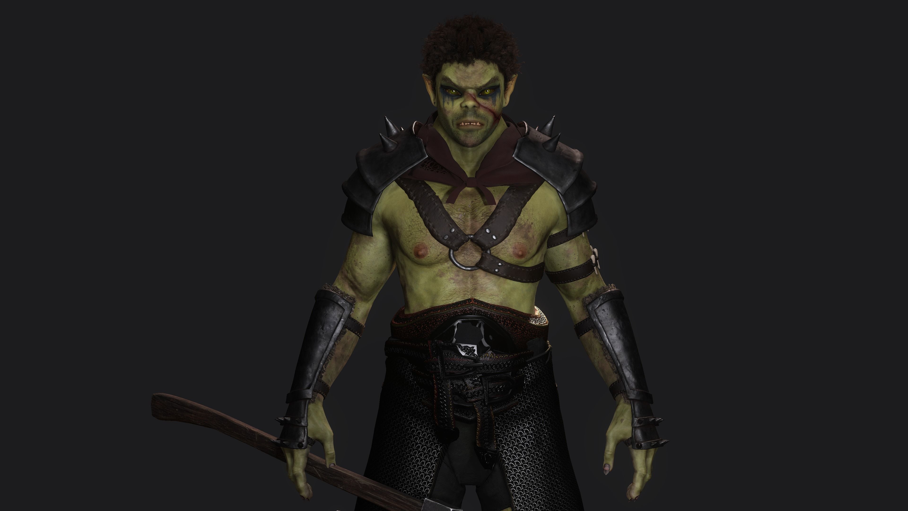 AAA 3D MODEL FANTASY CHARACTER -THE MALE ORC 01 MONSTER CREATURE Low-poly 3D model_9