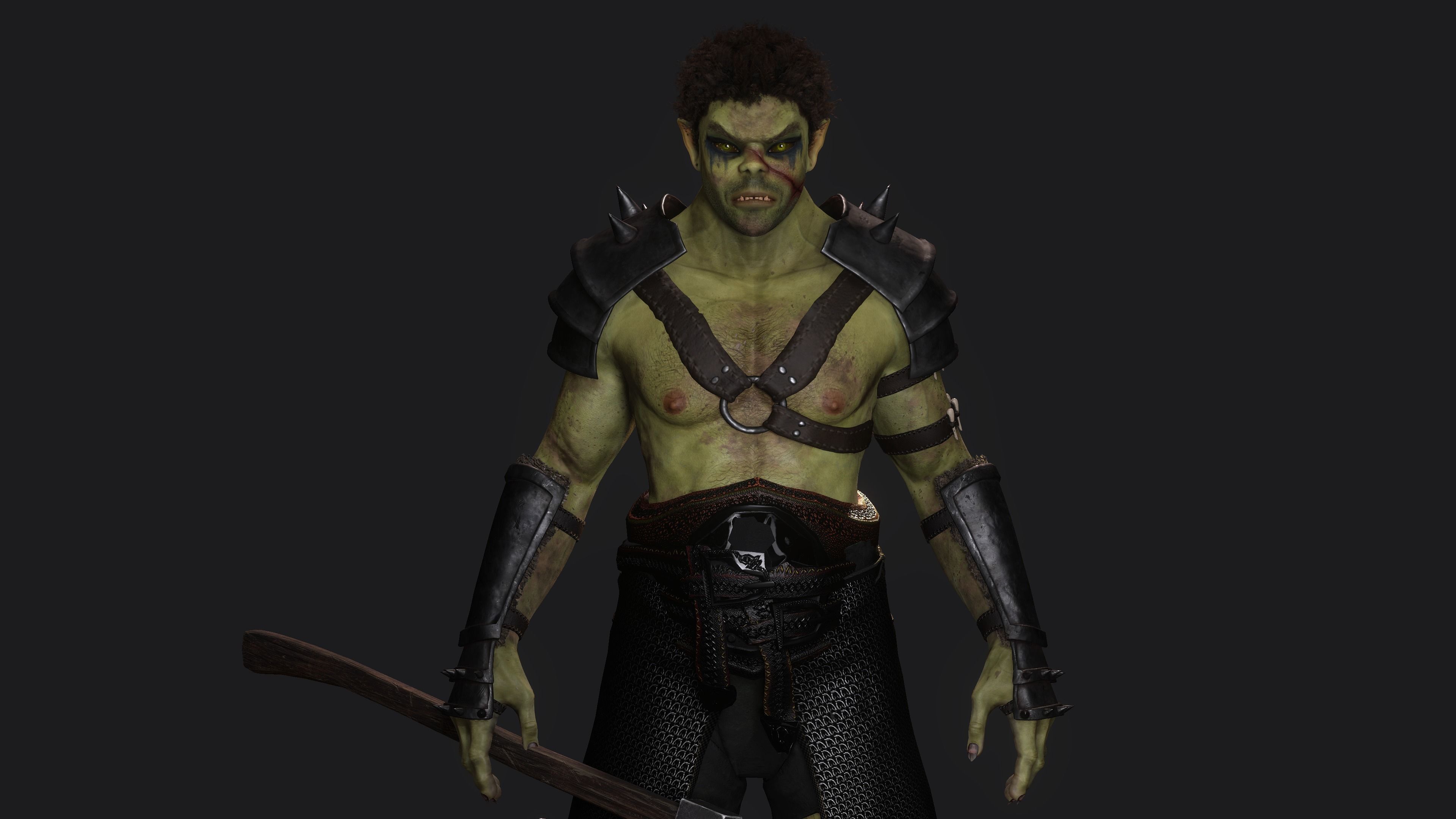 AAA 3D MODEL FANTASY CHARACTER -THE MALE ORC 01 MONSTER CREATURE Low-poly 3D model_10
