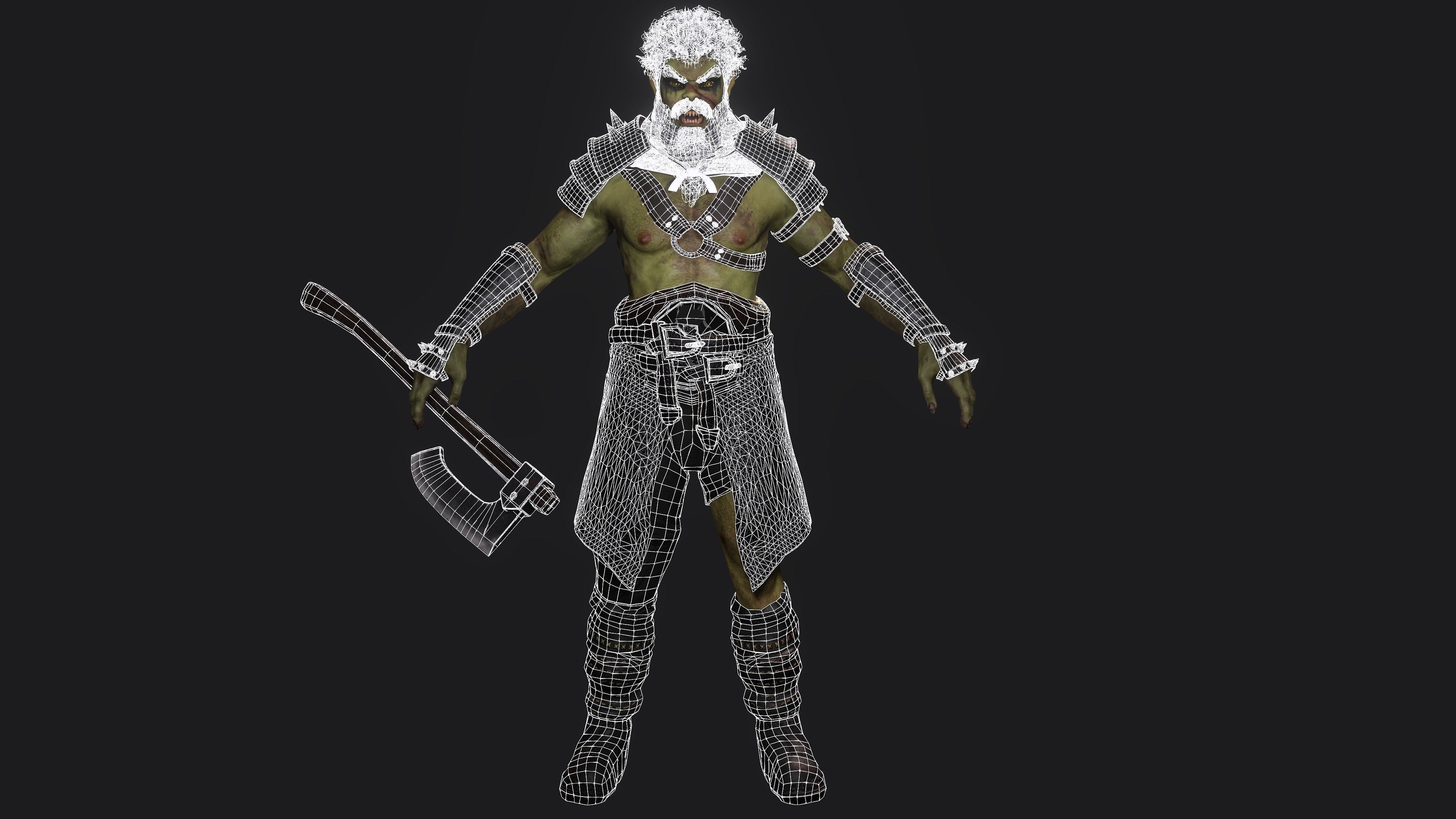 AAA 3D MODEL FANTASY CHARACTER -THE MALE ORC 01 MONSTER CREATURE Low-poly 3D model_21