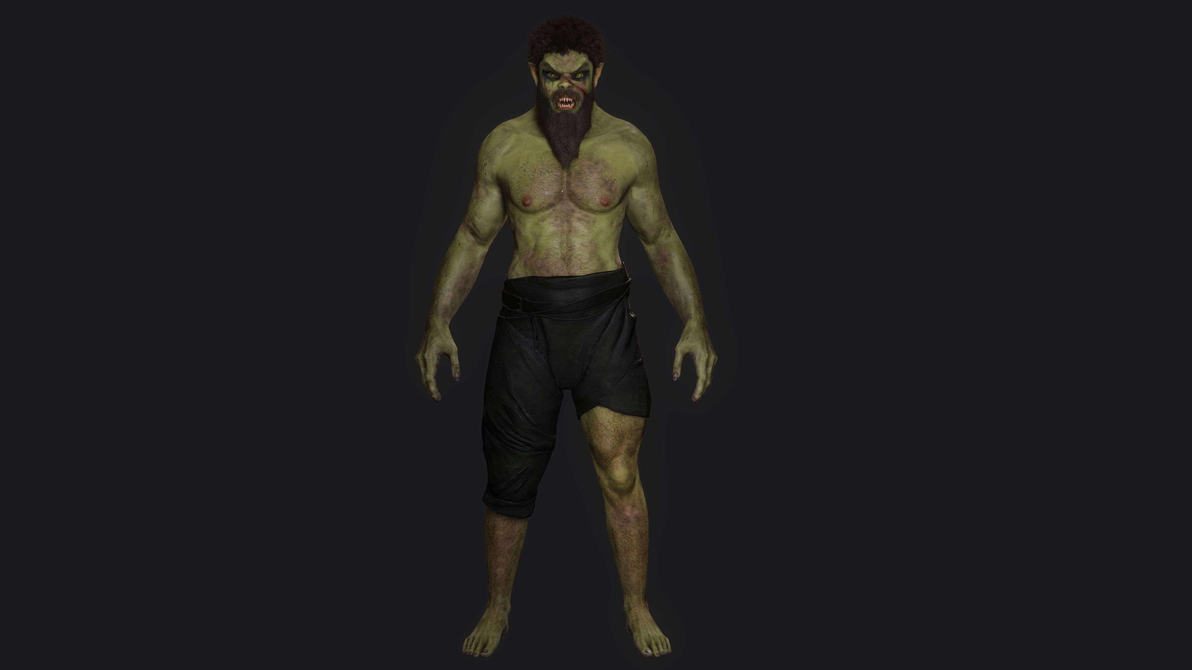 AAA 3D MODEL FANTASY CHARACTER -THE MALE ORC 01 MONSTER CREATURE Low-poly 3D model_19