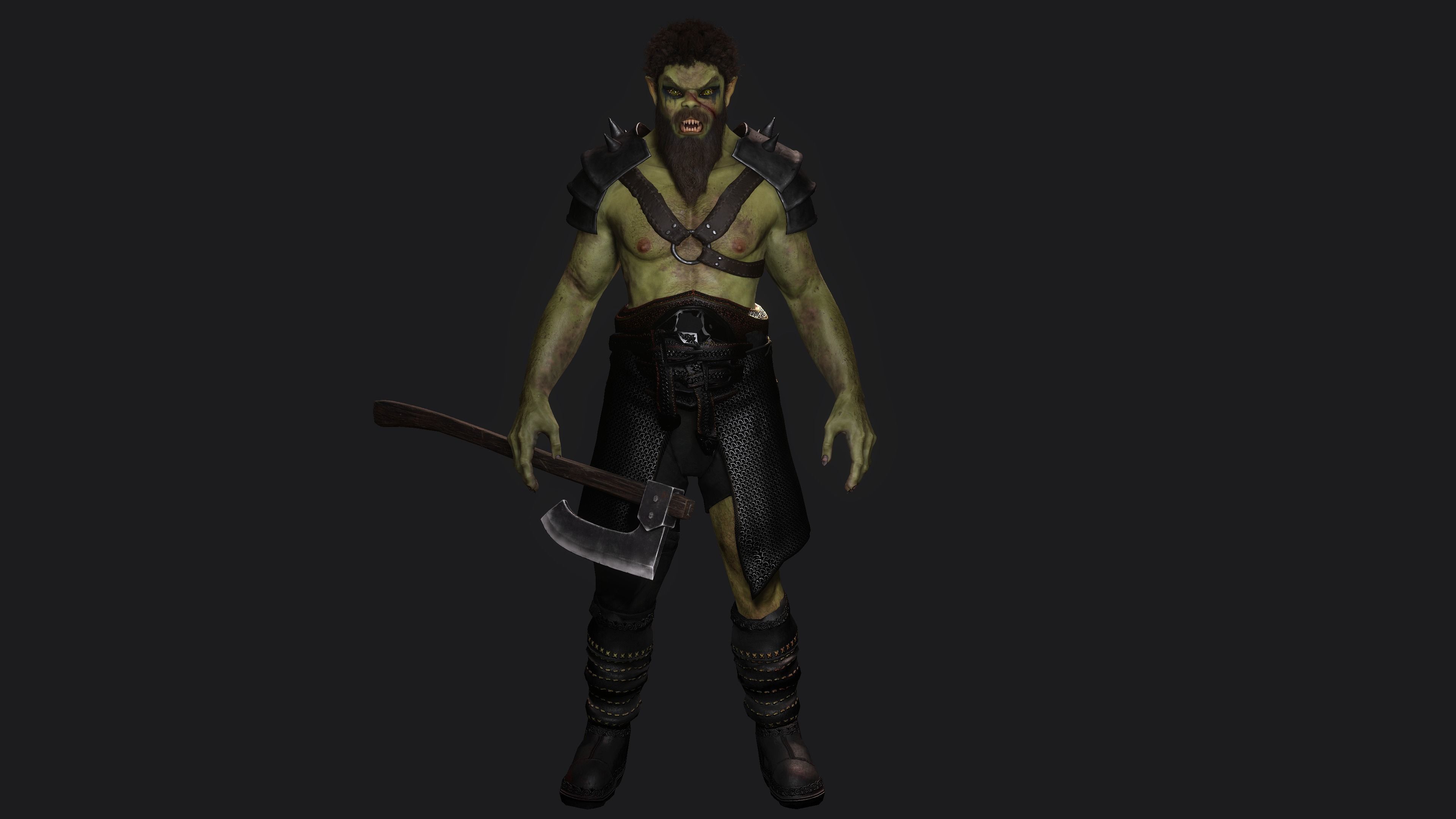 AAA 3D MODEL FANTASY CHARACTER -THE MALE ORC 01 MONSTER CREATURE Low-poly 3D model_14
