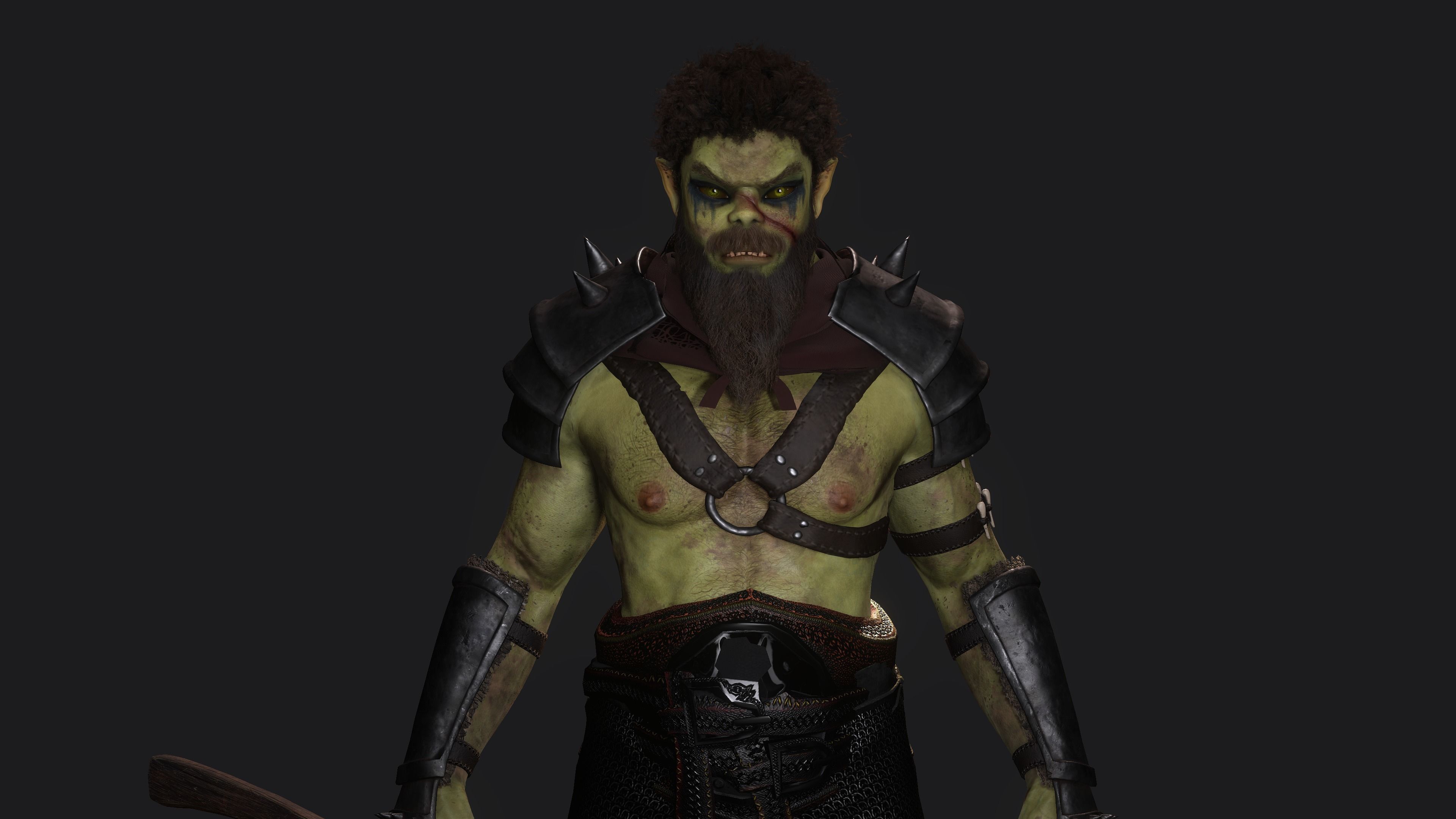 AAA 3D MODEL FANTASY CHARACTER -THE MALE ORC 01 MONSTER CREATURE Low-poly 3D model_5