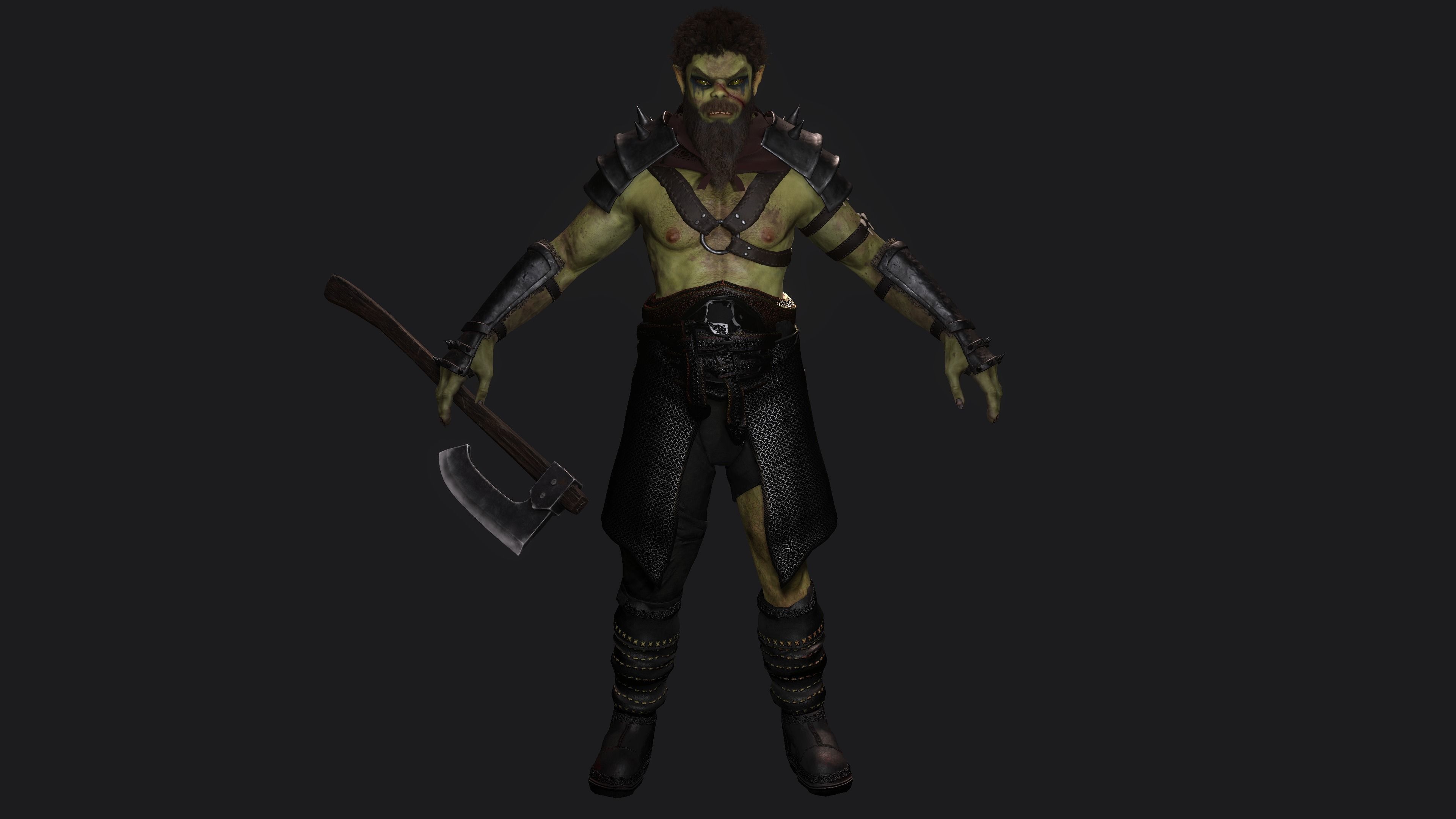AAA 3D MODEL FANTASY CHARACTER -THE MALE ORC 01 MONSTER CREATURE Low-poly 3D model_1