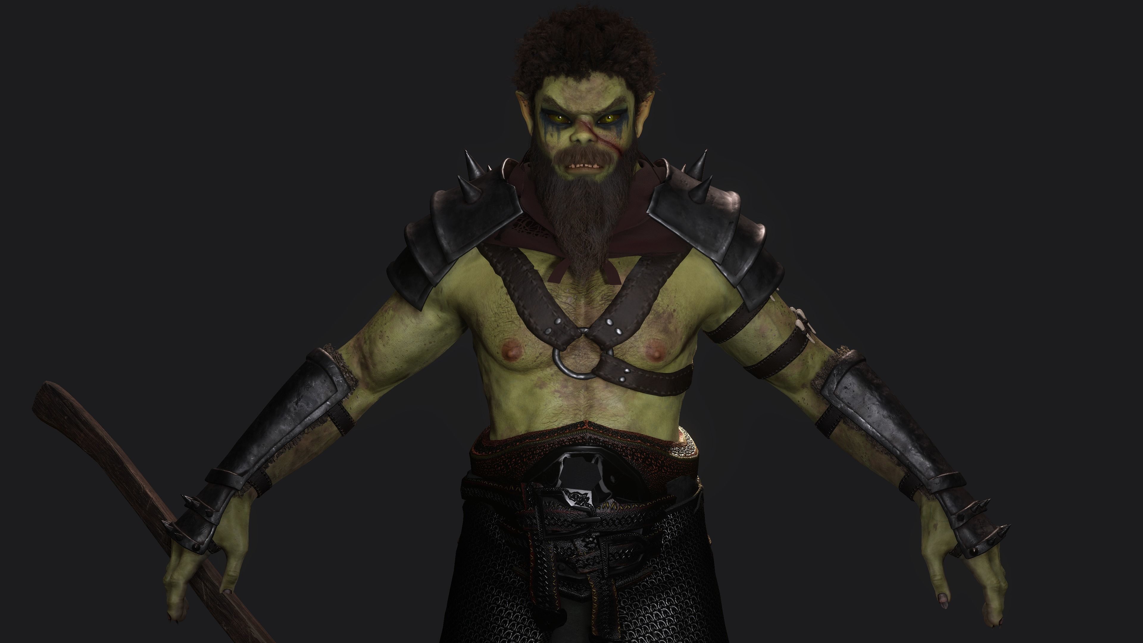 AAA 3D MODEL FANTASY CHARACTER -THE MALE ORC 01 MONSTER CREATURE Low-poly 3D model_4
