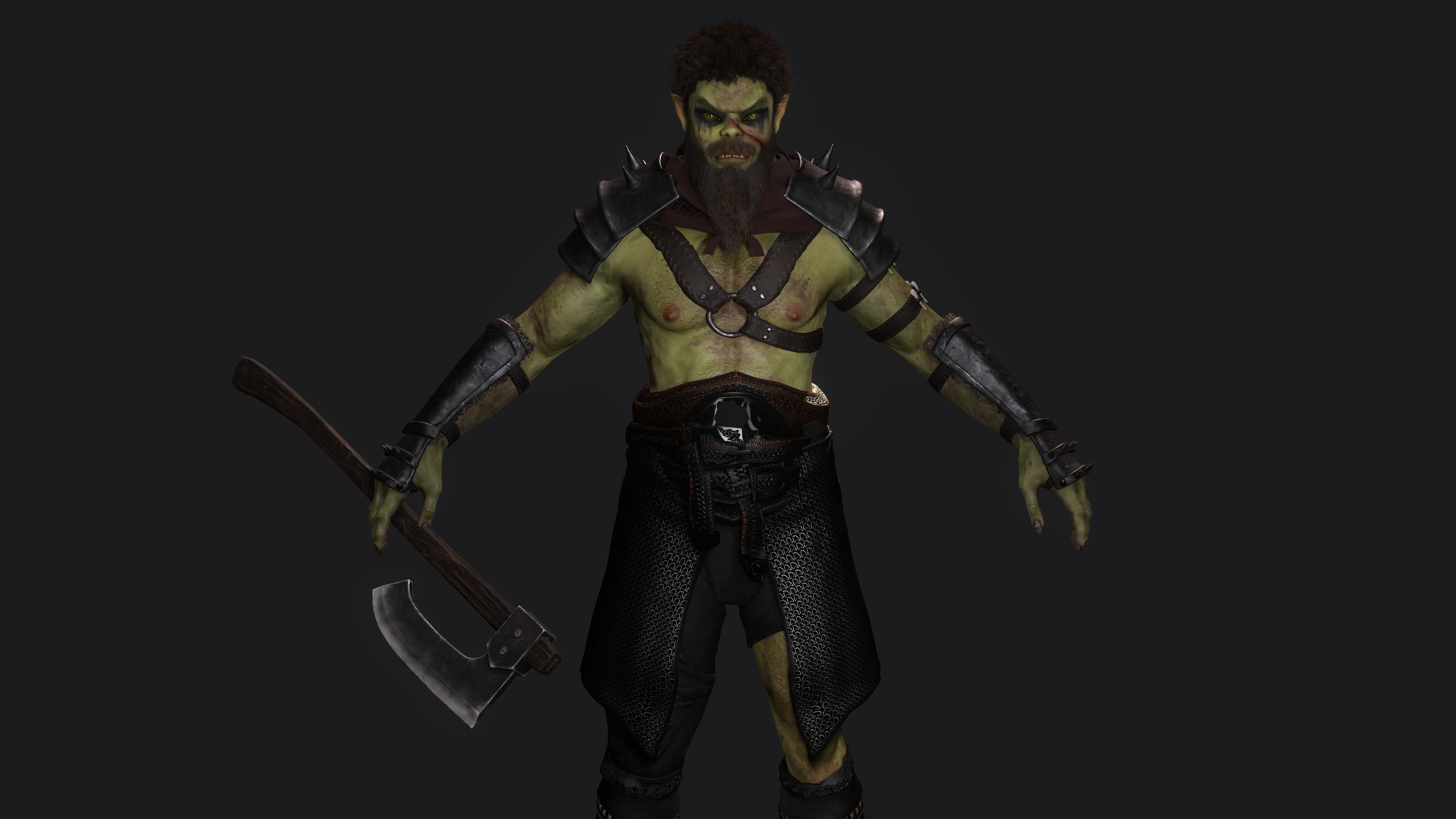 AAA 3D MODEL FANTASY CHARACTER -THE MALE ORC 01 MONSTER CREATURE Low-poly 3D model_2