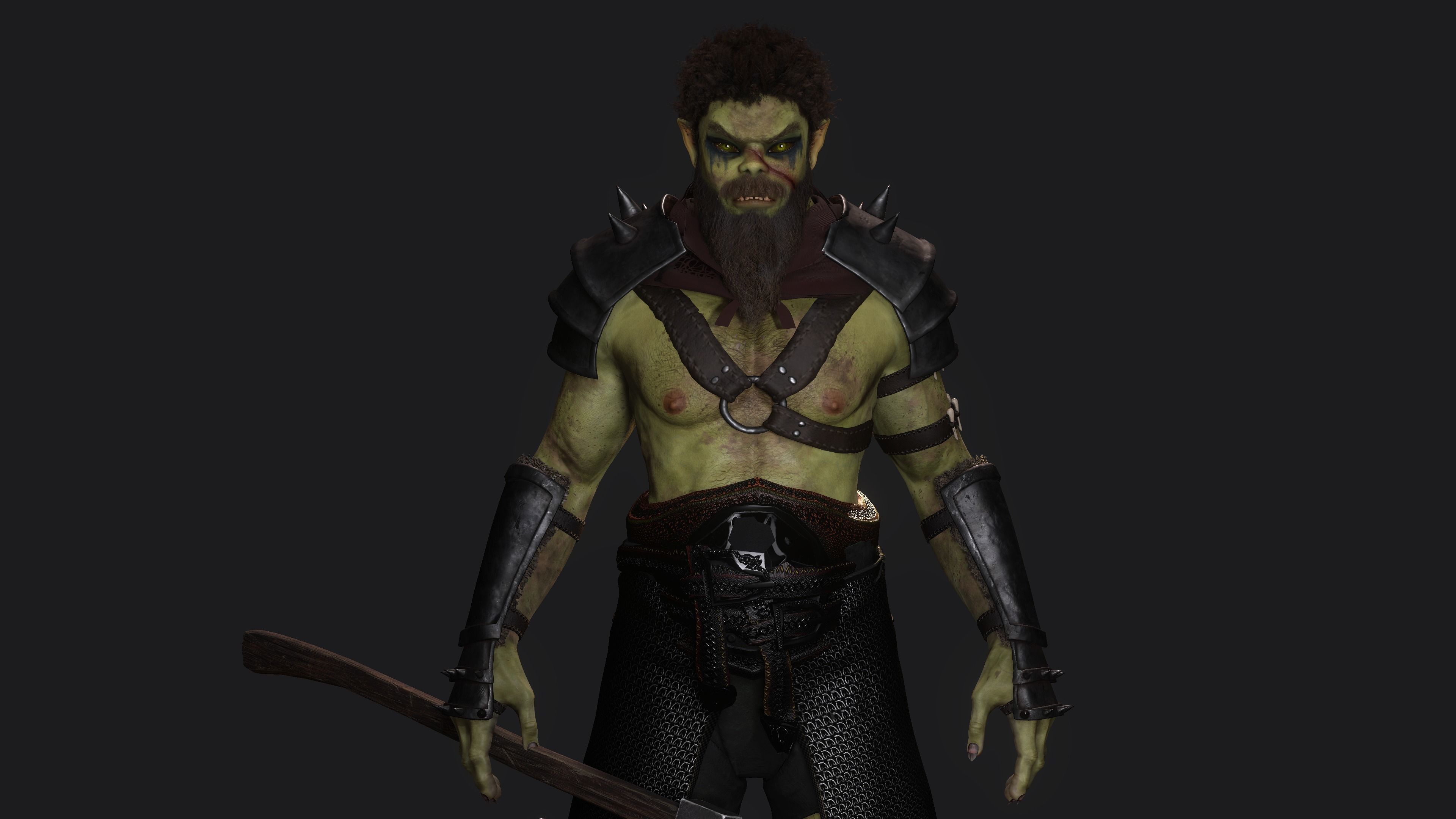AAA 3D MODEL FANTASY CHARACTER -THE MALE ORC 01 MONSTER CREATURE Low-poly 3D model_8