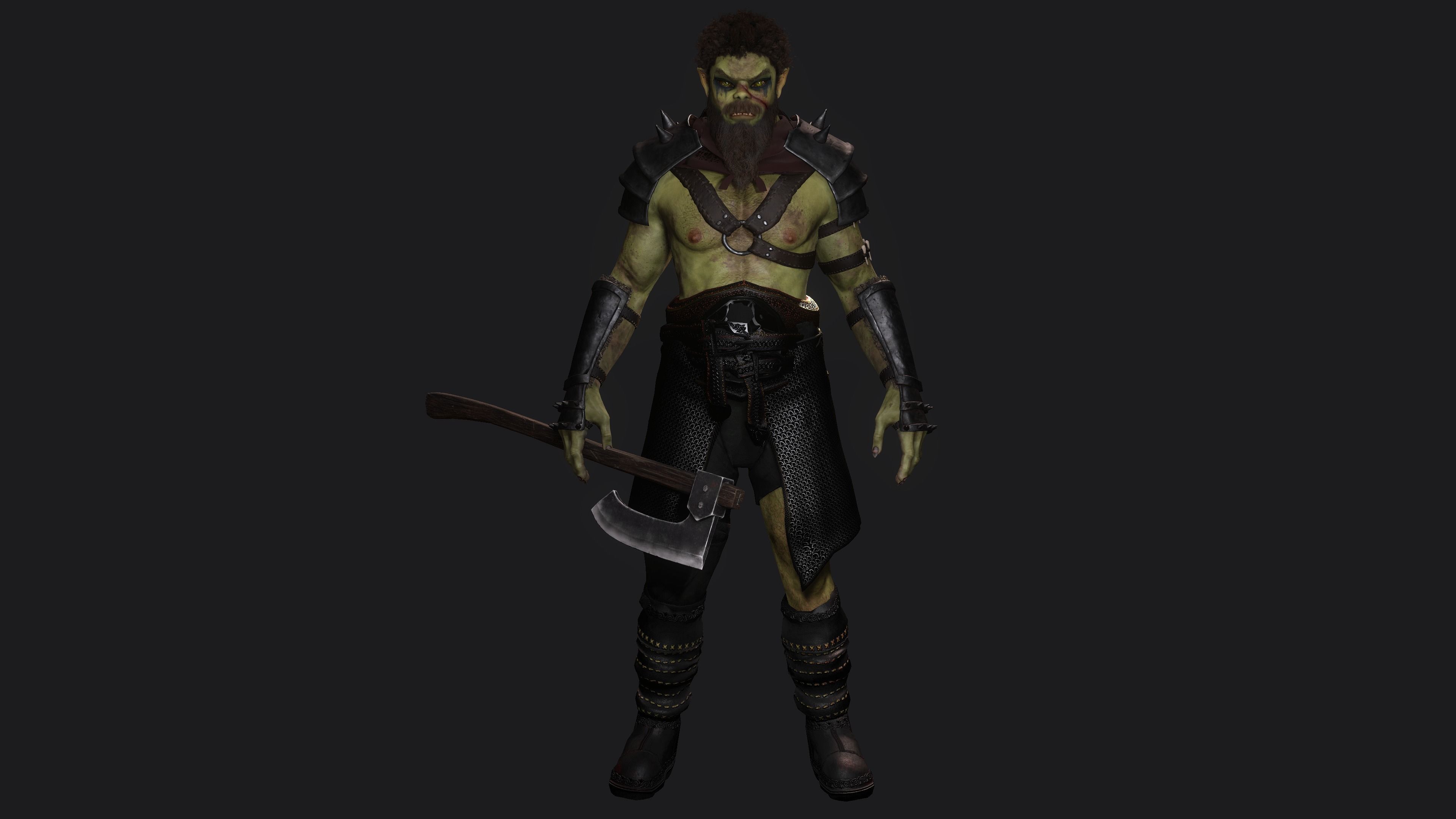 AAA 3D MODEL FANTASY CHARACTER -THE MALE ORC 01 MONSTER CREATURE Low-poly 3D model_6