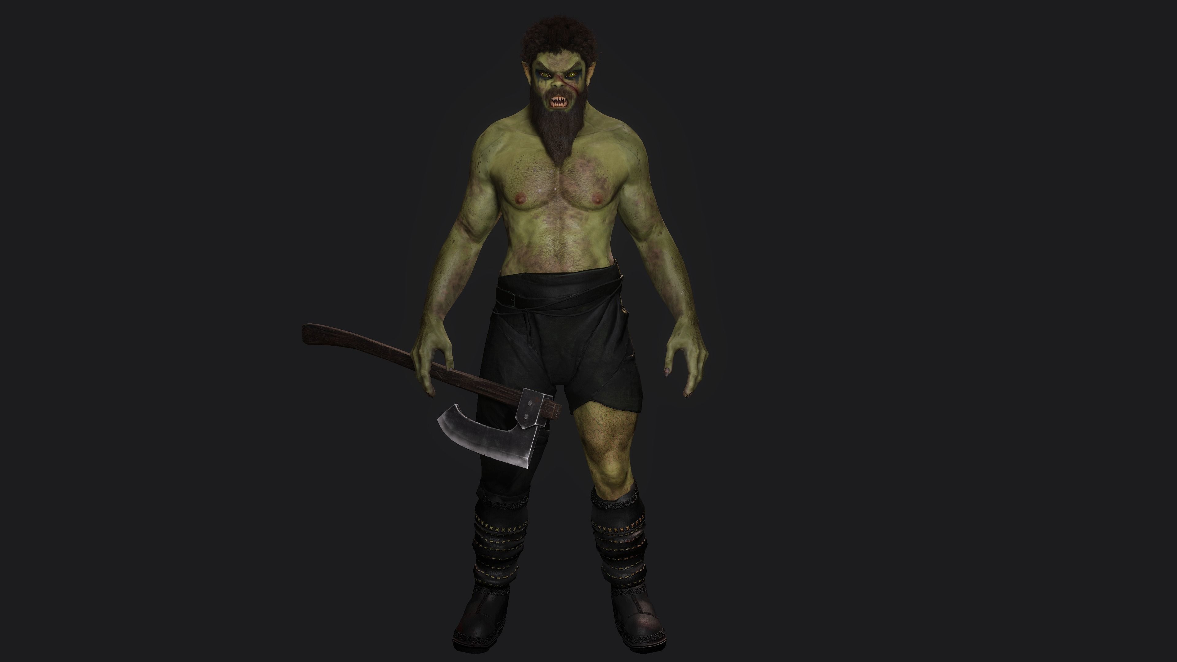 AAA 3D MODEL FANTASY CHARACTER -THE MALE ORC 01 MONSTER CREATURE Low-poly 3D model_17